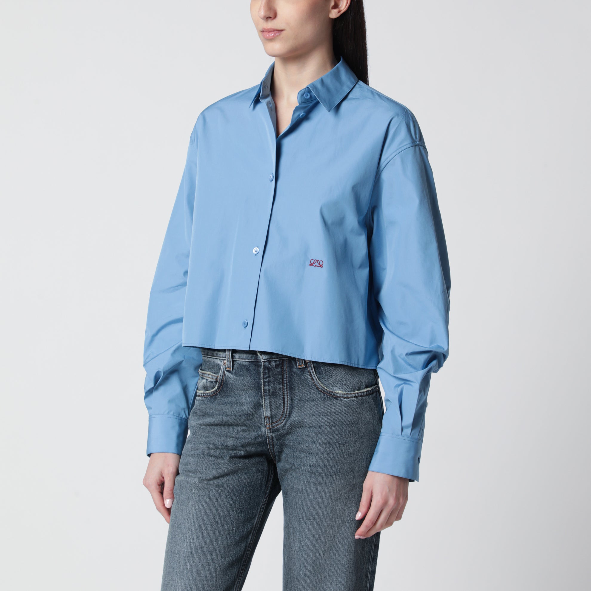 Blue cotton poplin shirt