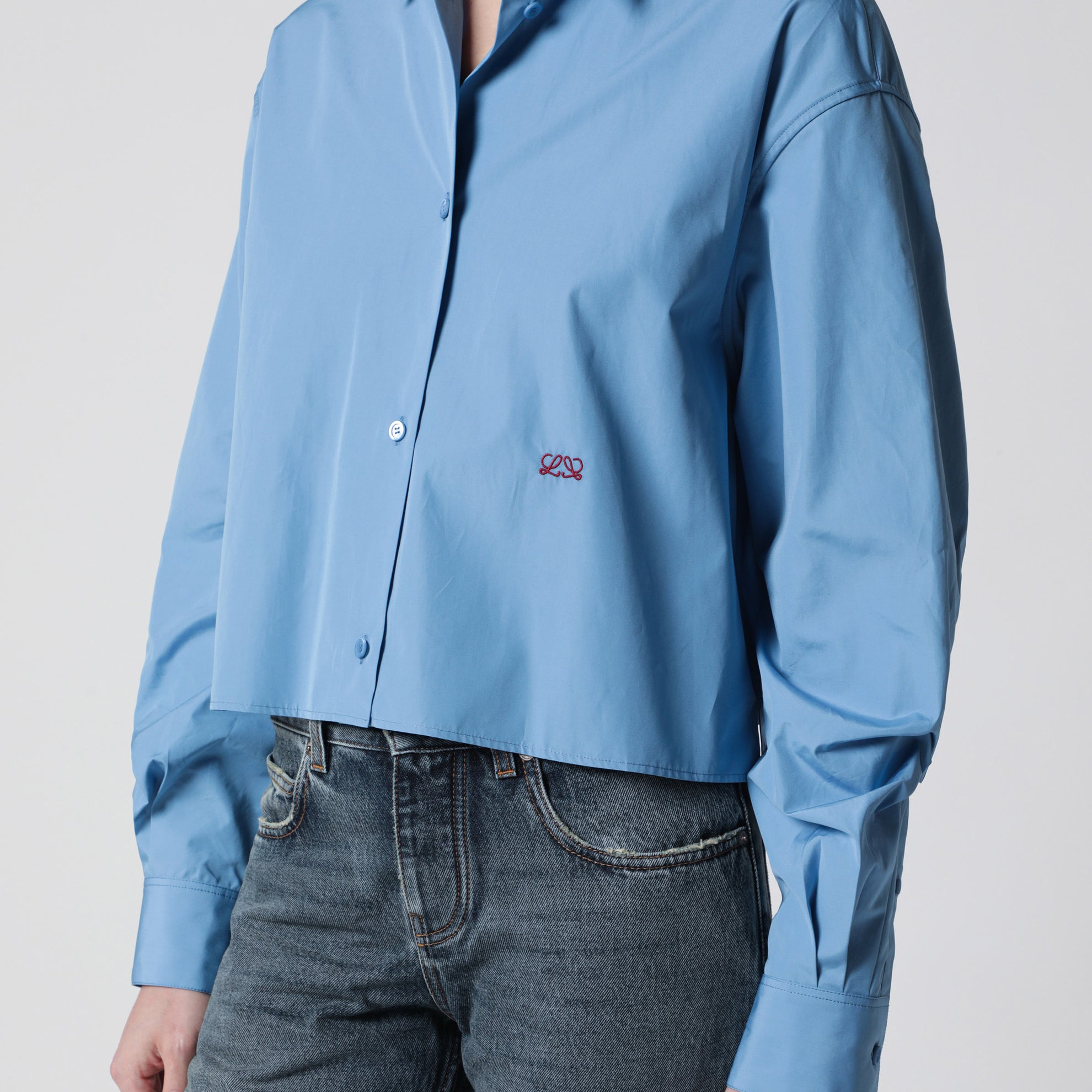 Blue cotton poplin shirt