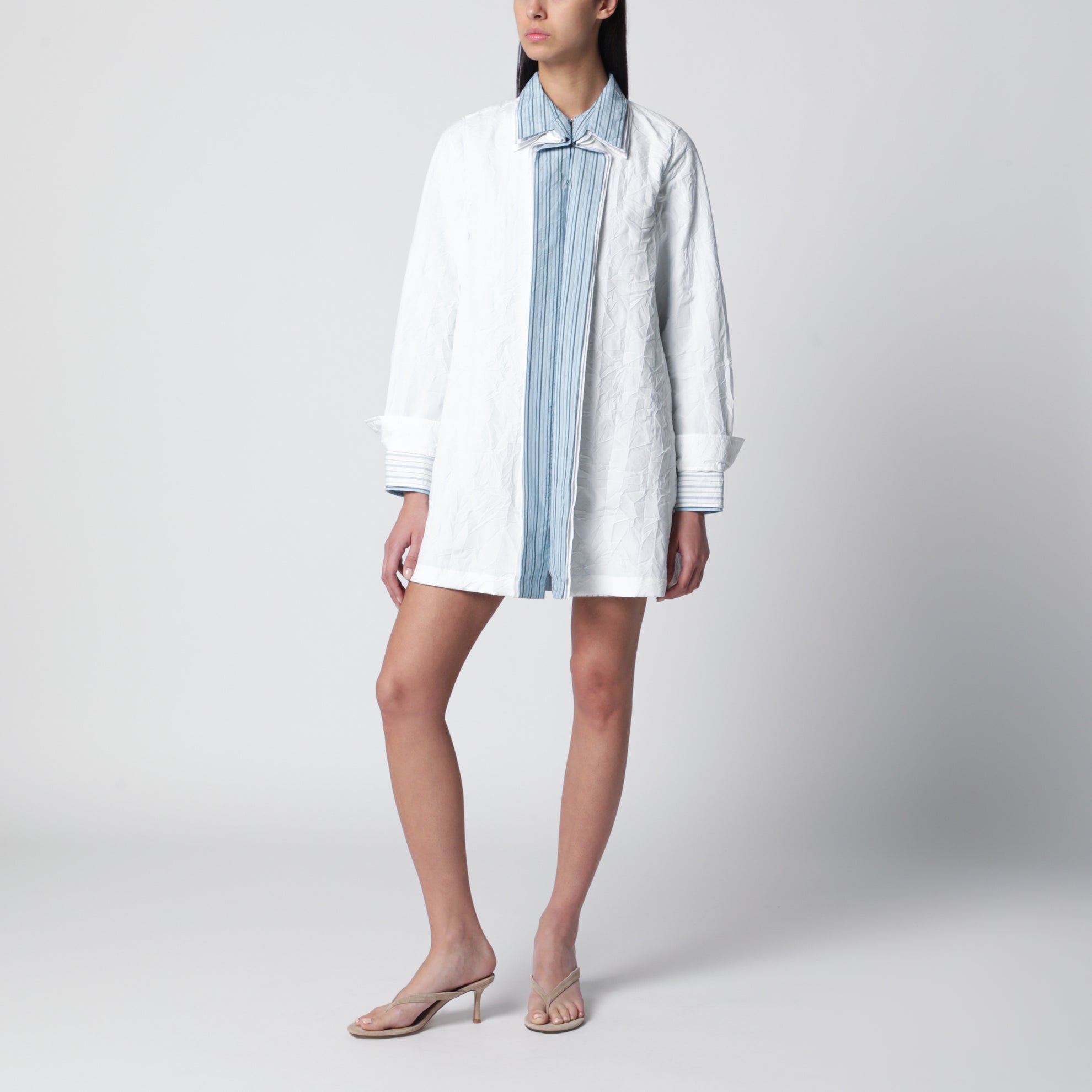 White technical cotton short dress