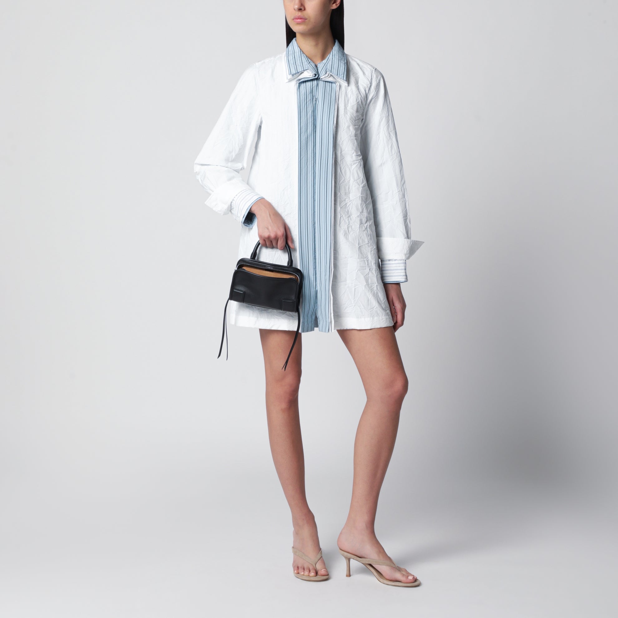 White technical cotton short dress