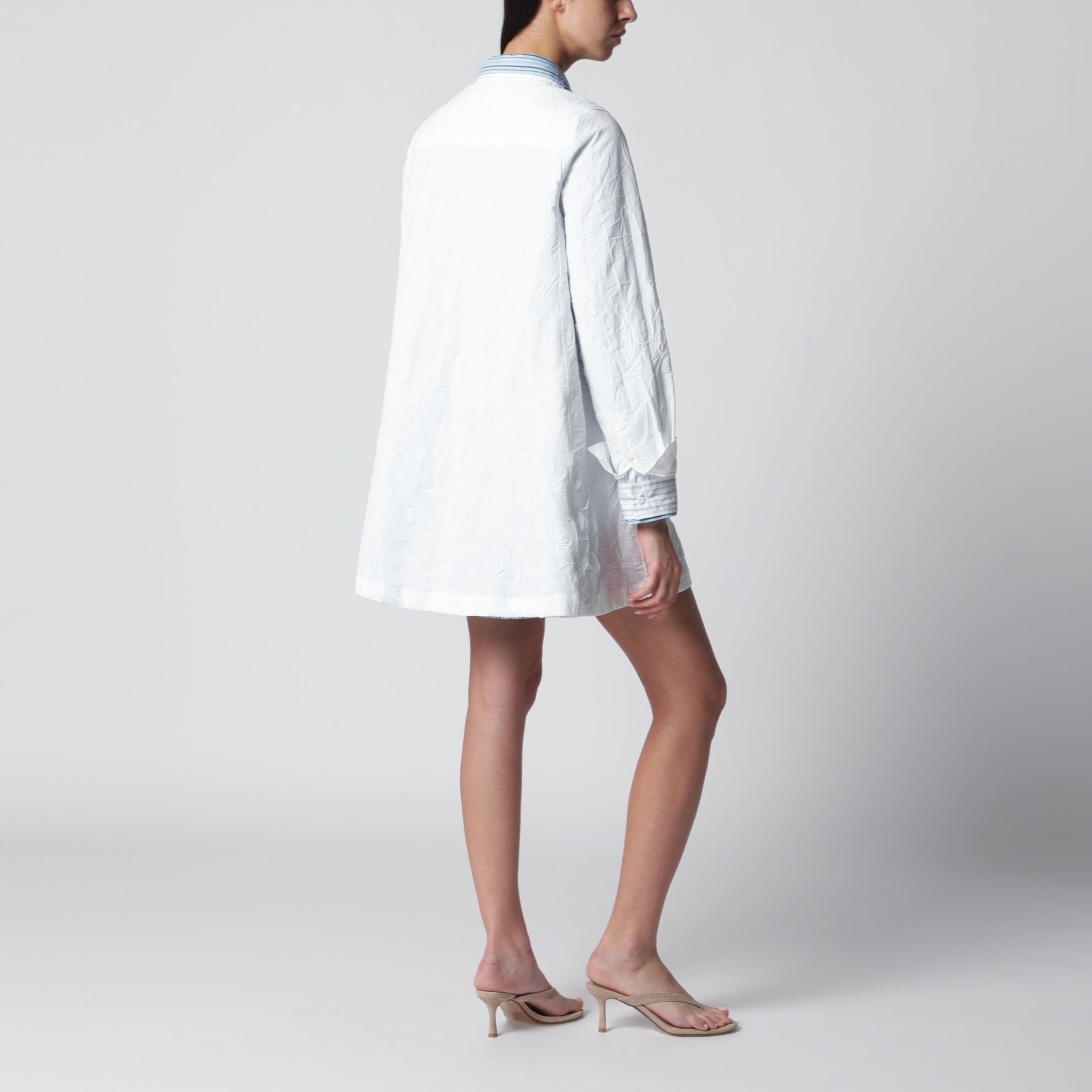 White technical cotton short dress