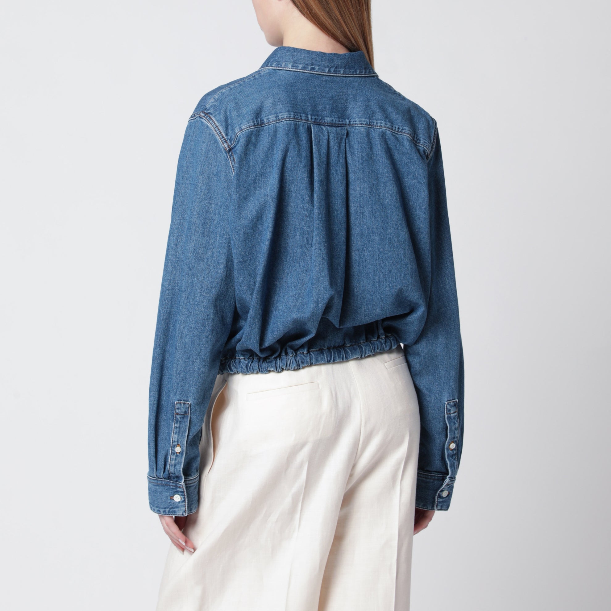 Blue denim shirt with belt