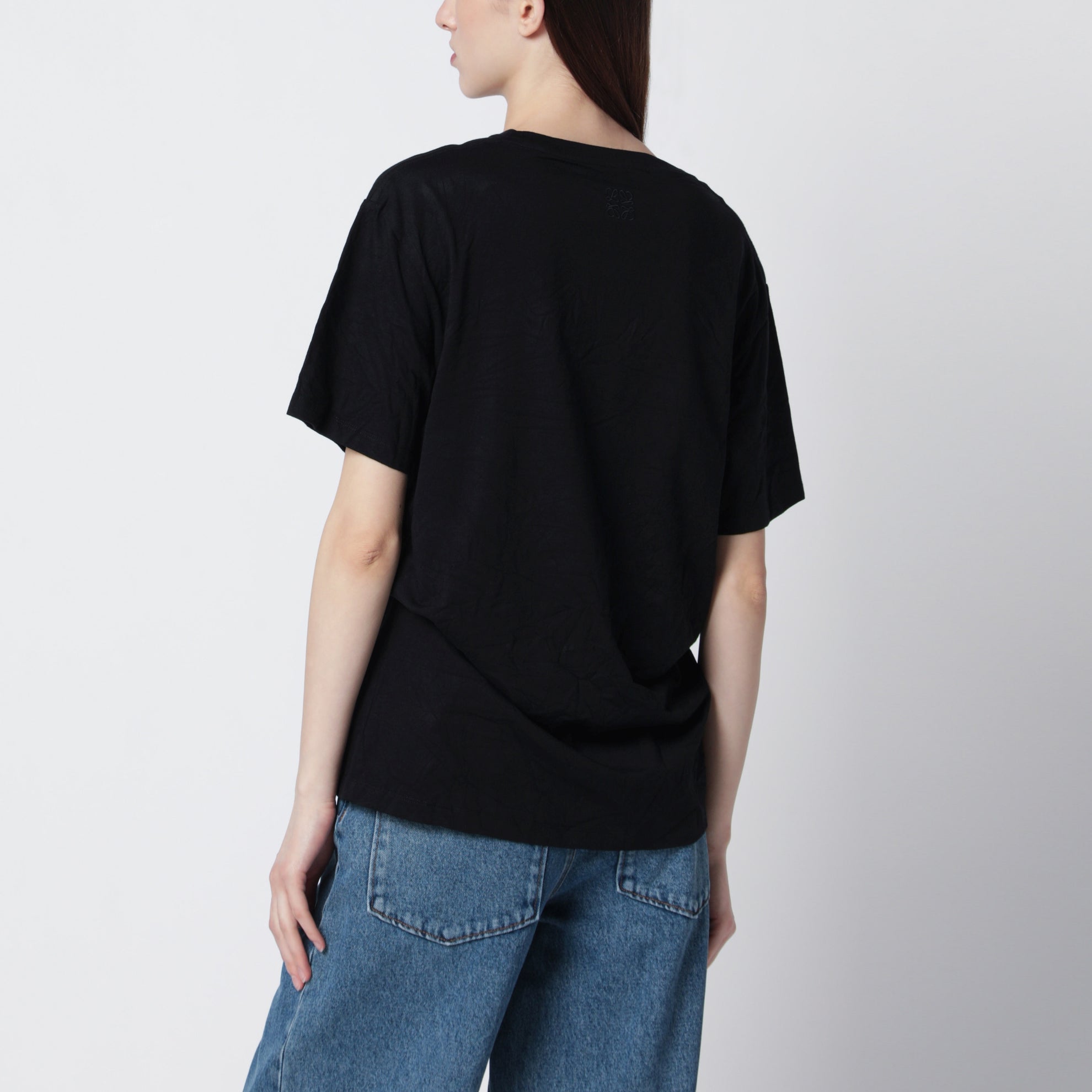 T-shirt noir en mélange de coton avec imprimé logo