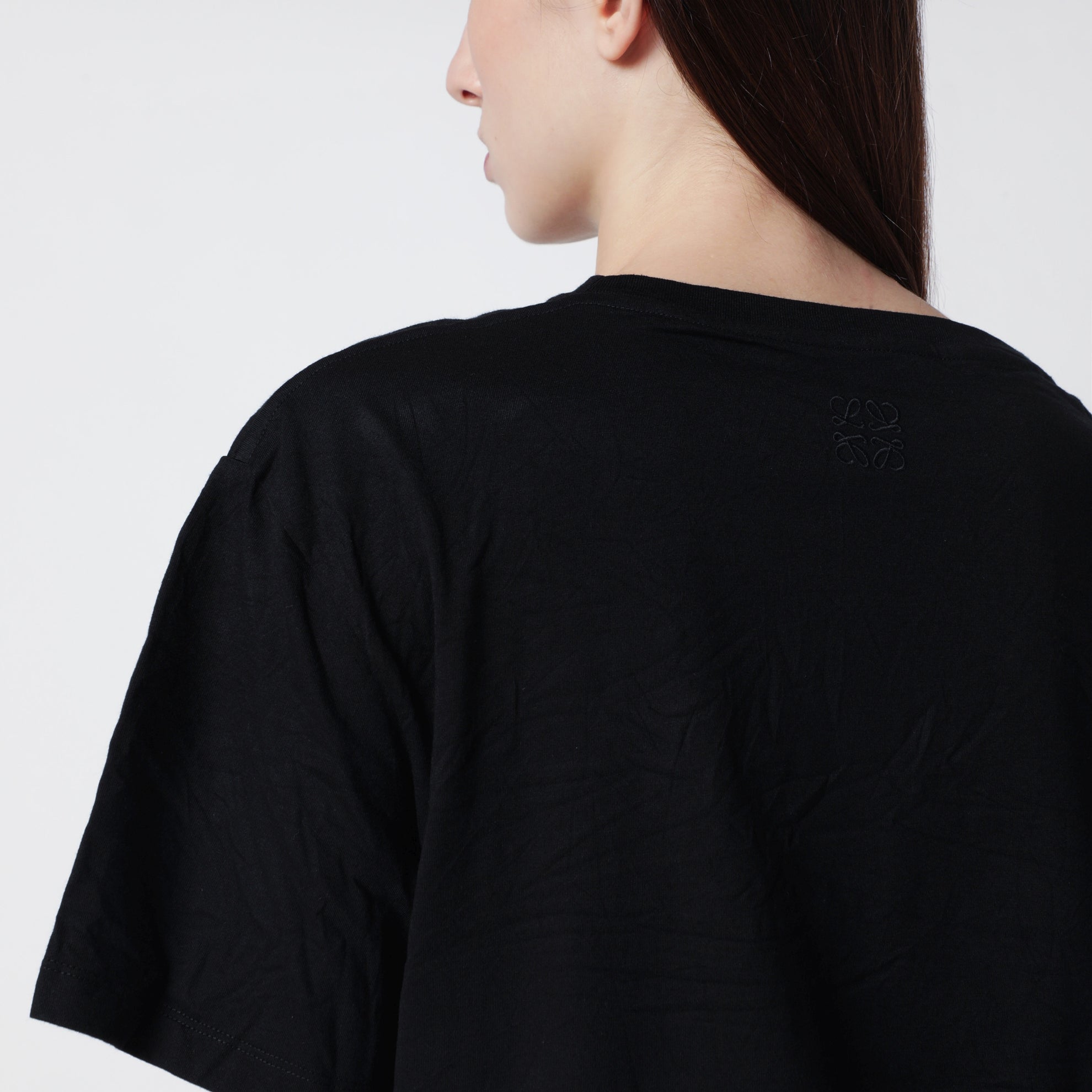T-shirt noir en mélange de coton avec imprimé logo
