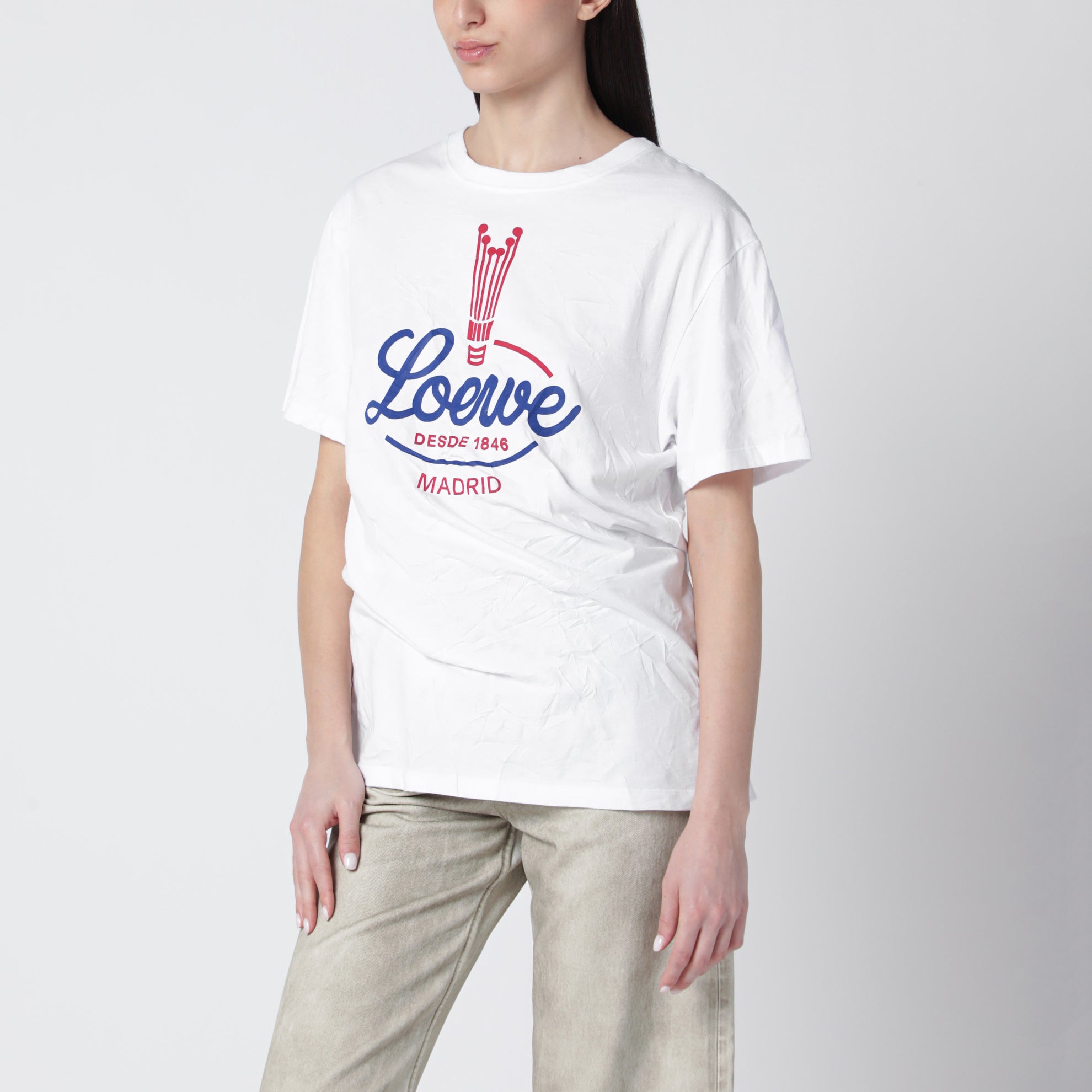 T-shirt blanc en mélange de coton