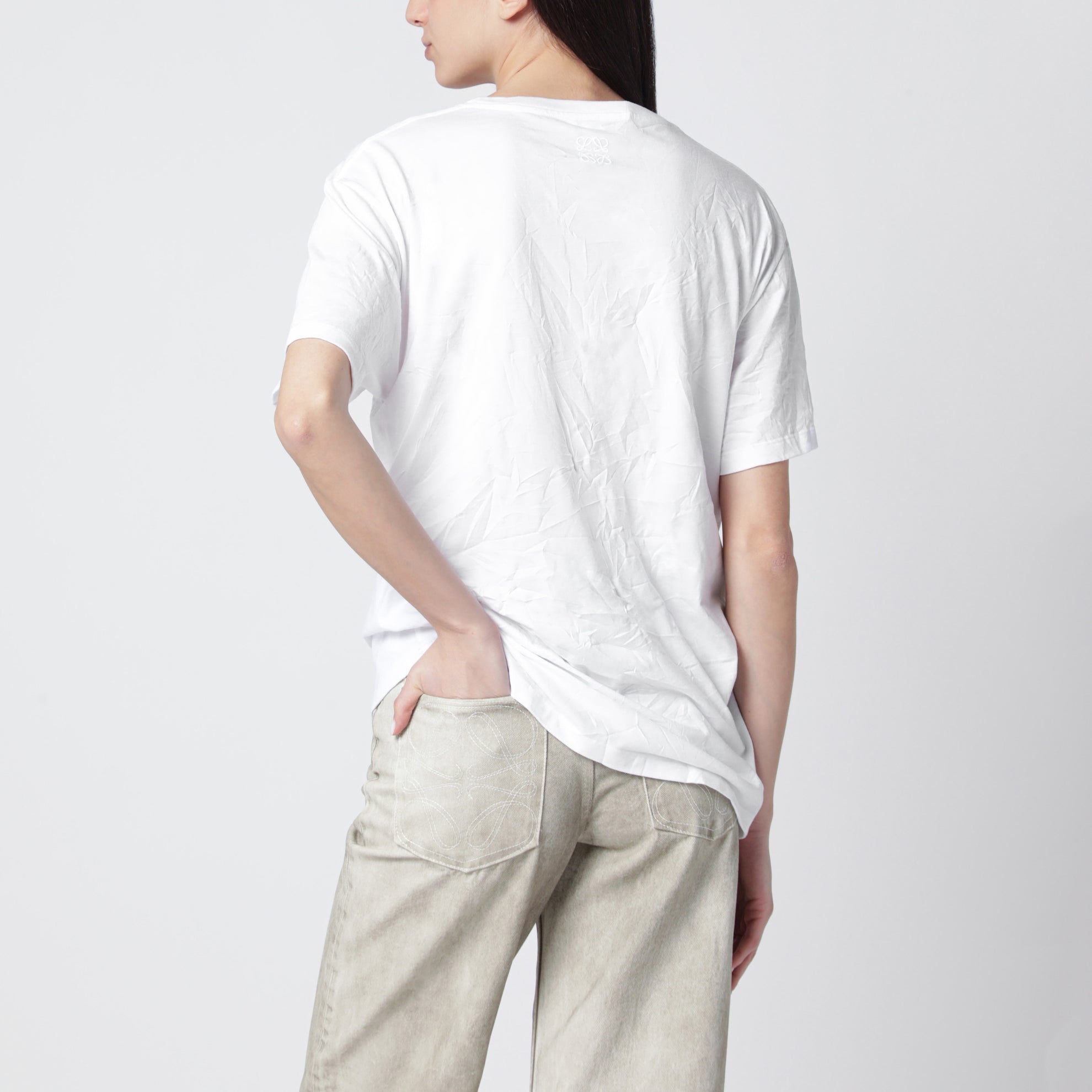 T-shirt blanc en mélange de coton