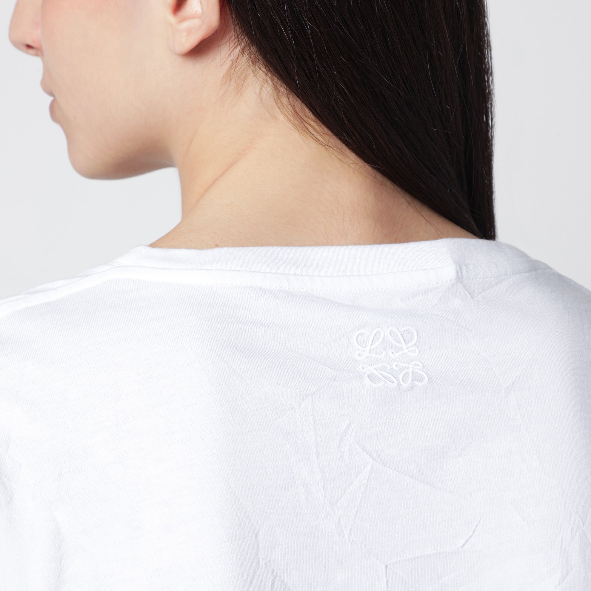 T-shirt blanc en mélange de coton