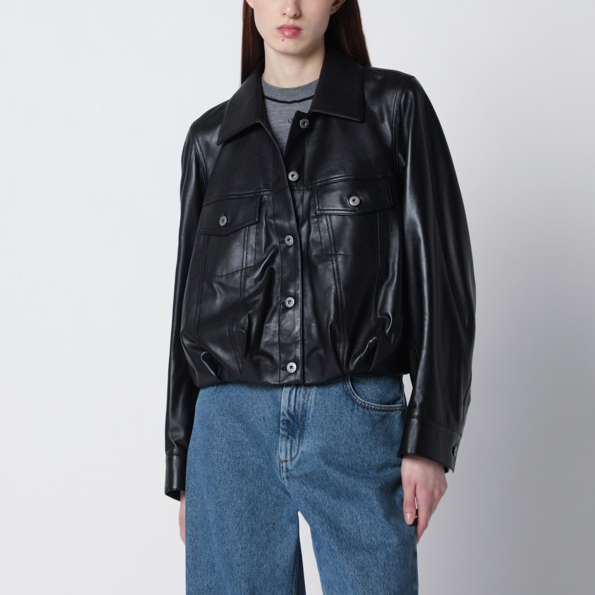 Black lamb nappa leather jacket