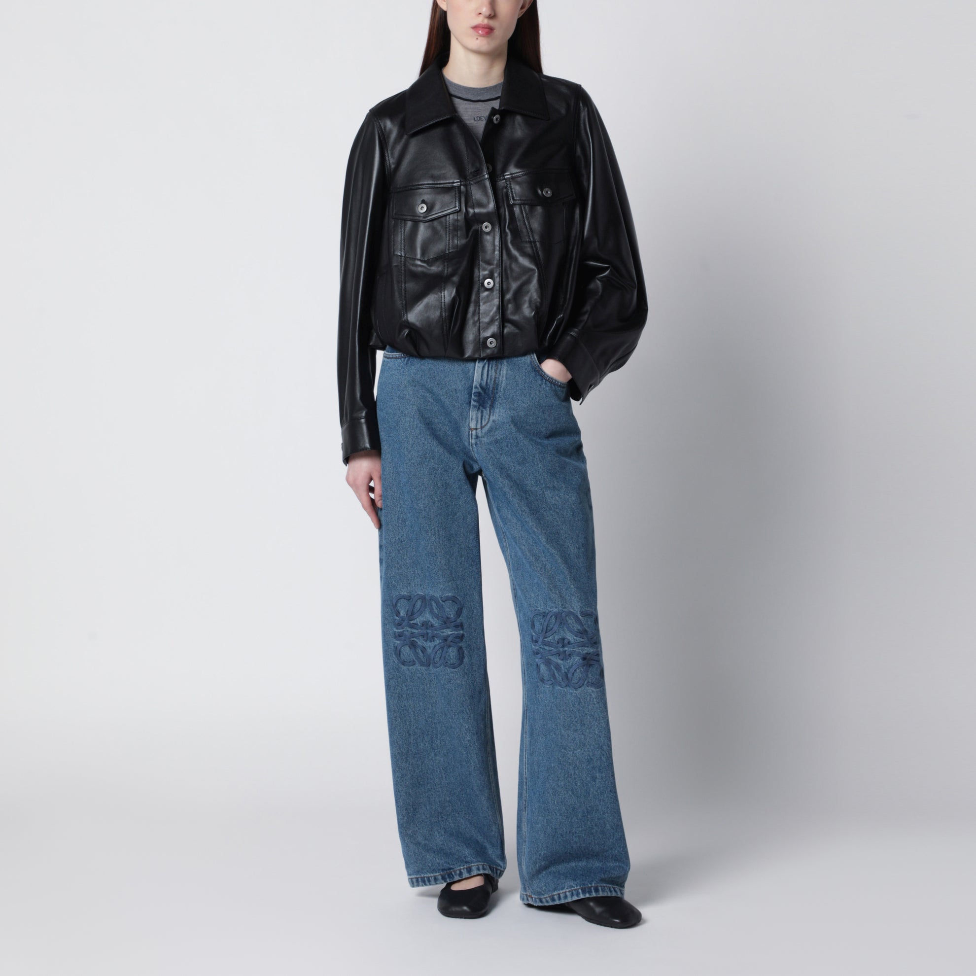 Black lamb nappa leather jacket