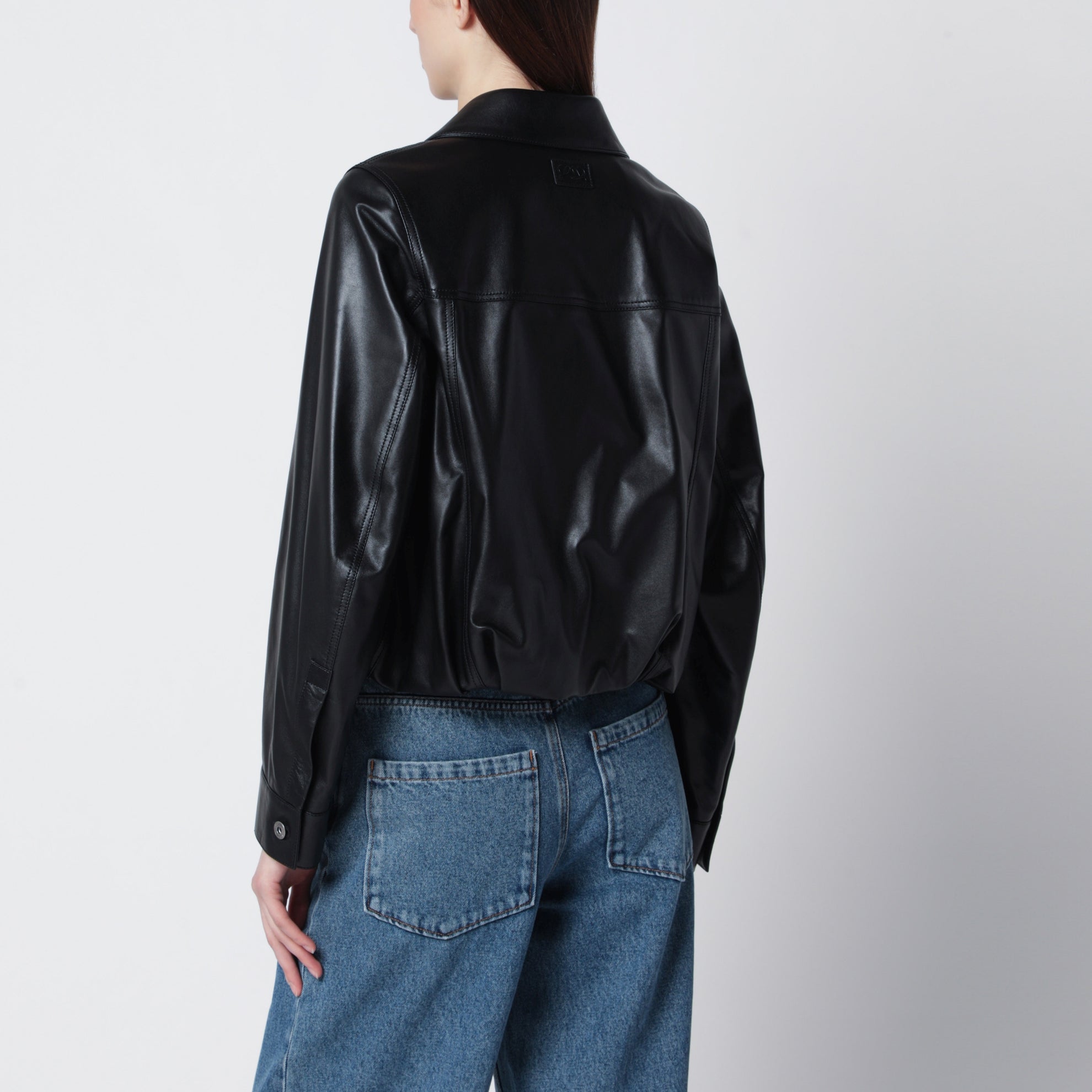 Black lamb nappa leather jacket
