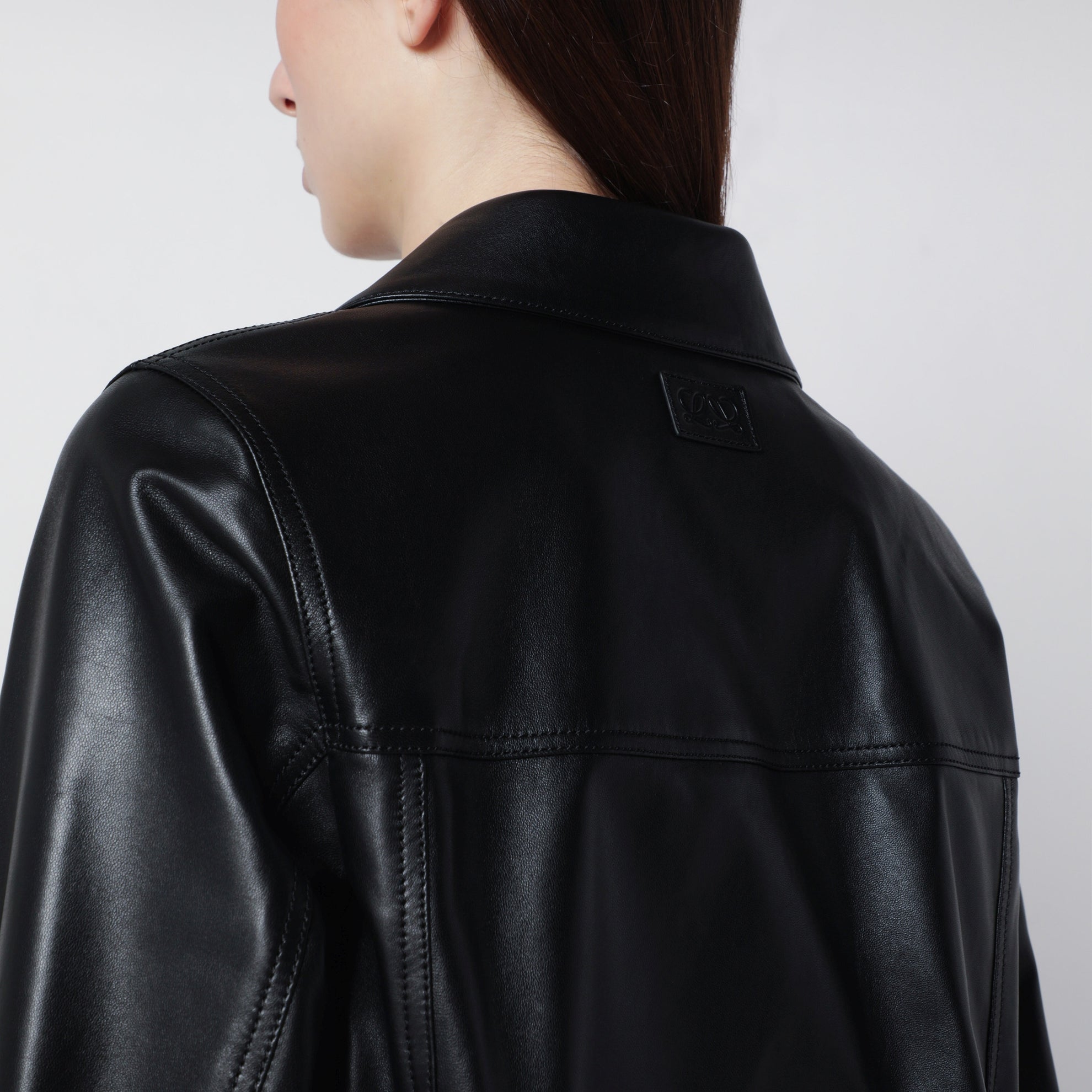 Black lamb nappa leather jacket