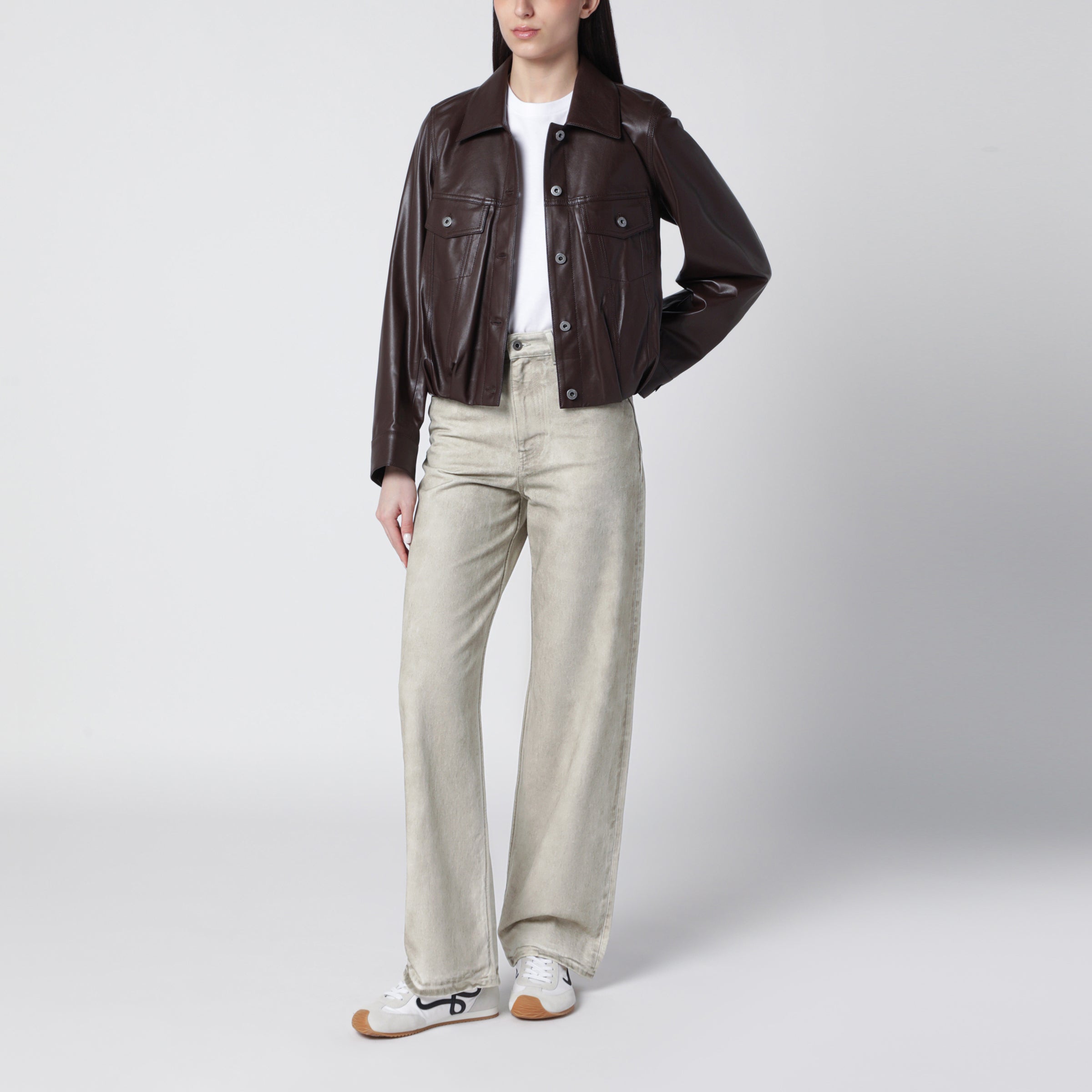 Loewe Brown lamb nappa leather jacket | TheDoubleF