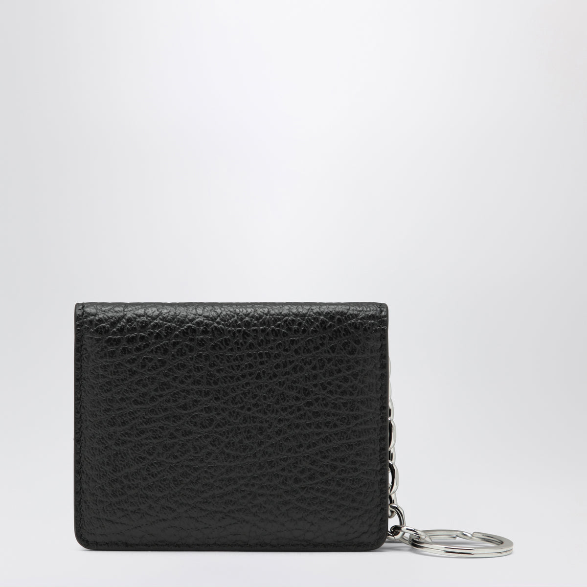 Portefeuille noir avec porte-clés en cuir grainé