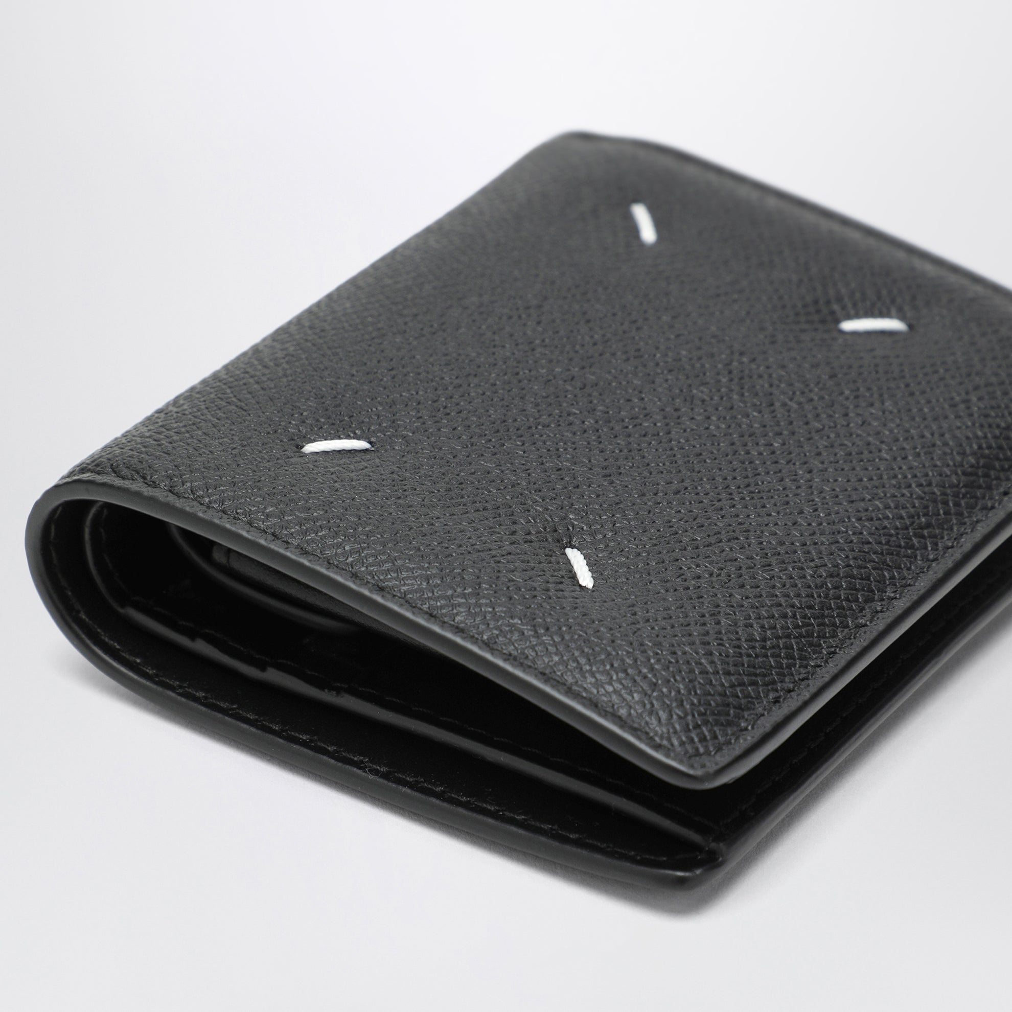Black Four Stitches Small Wallet