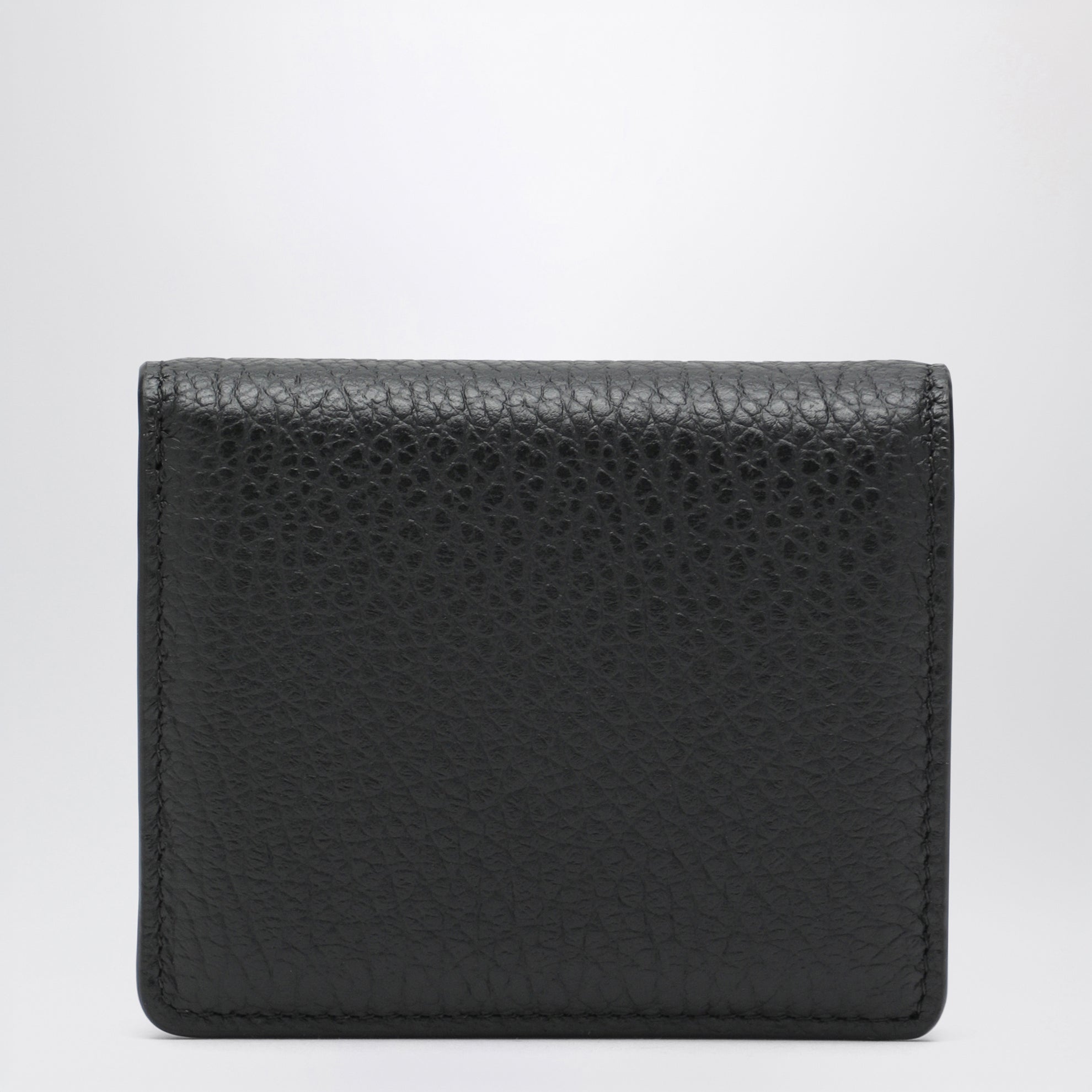 Portacarte compatto Four Stitches in pelle nero