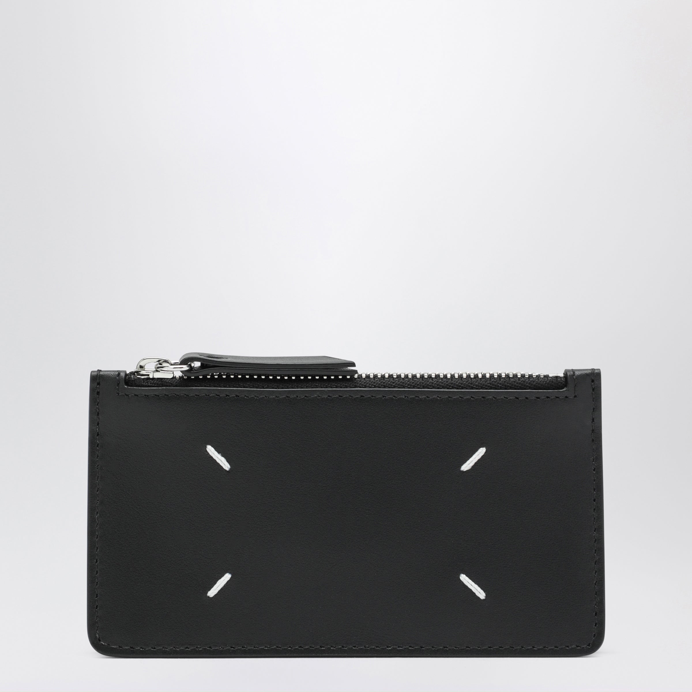 Maison Margiela Black Four Stitches Zip Card Holder | TheDoubleF