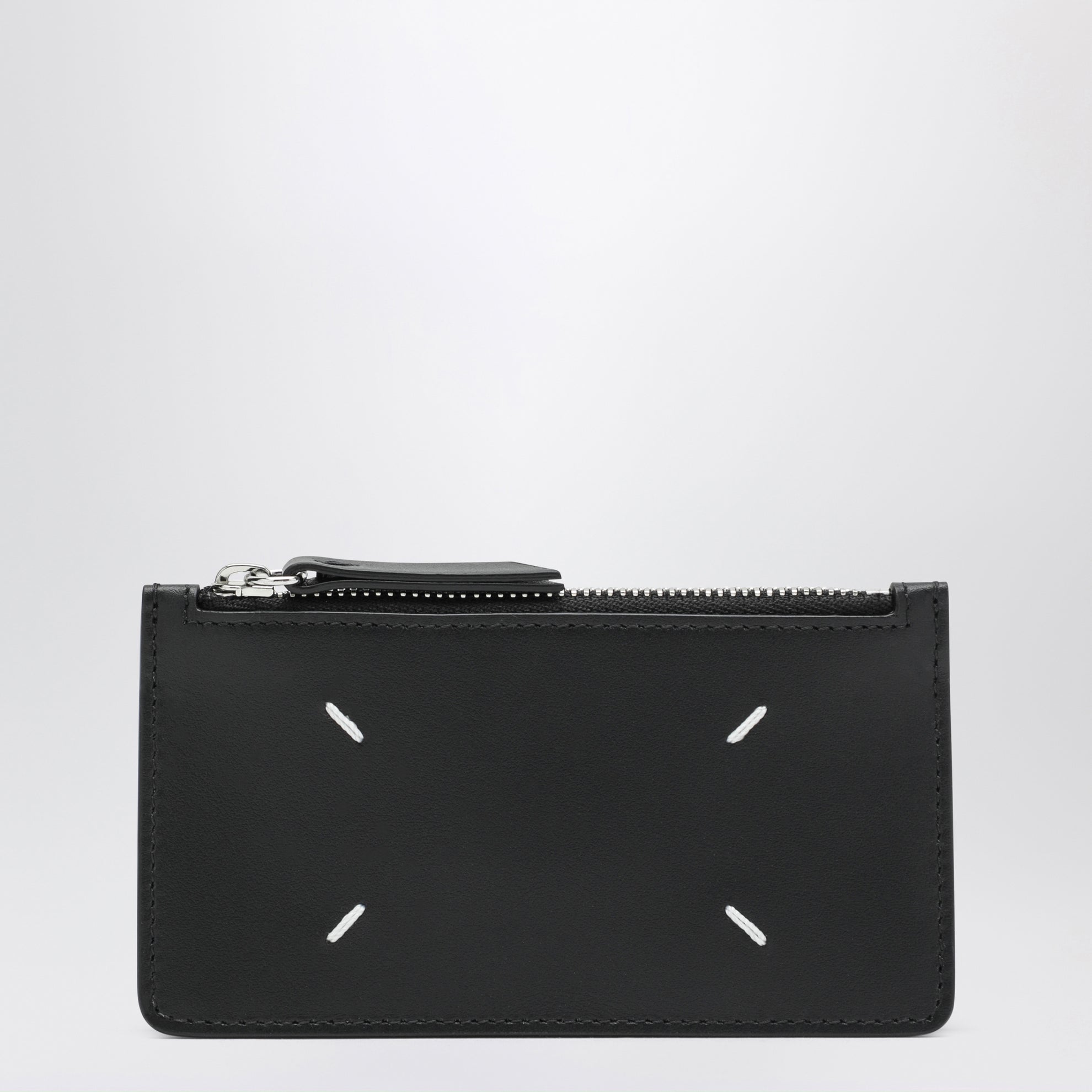 Black Four Stitches Zip Card Holder