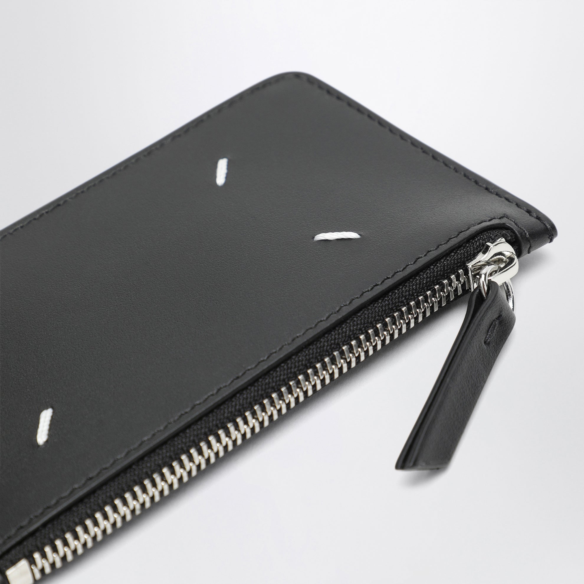Black Four Stitches Zip Card Holder