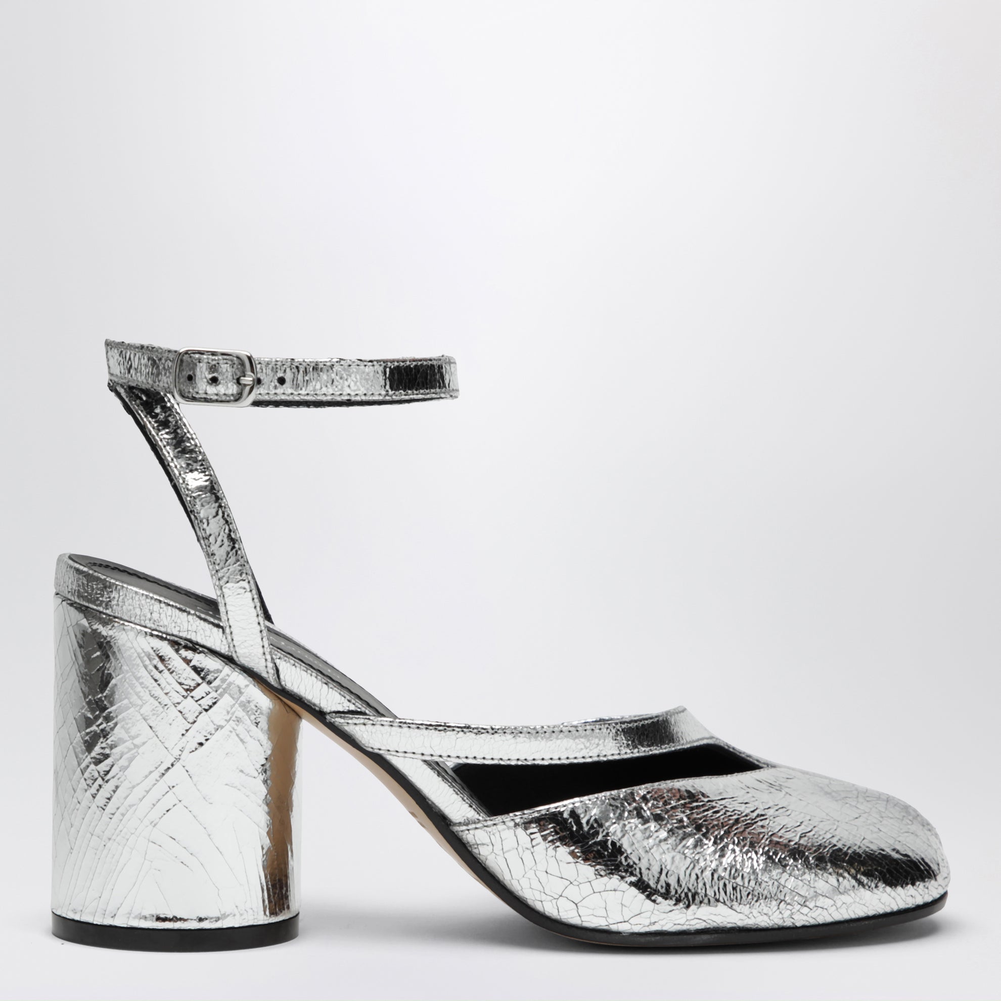 Silver Tabi Sandals In Broken Mirror Finish