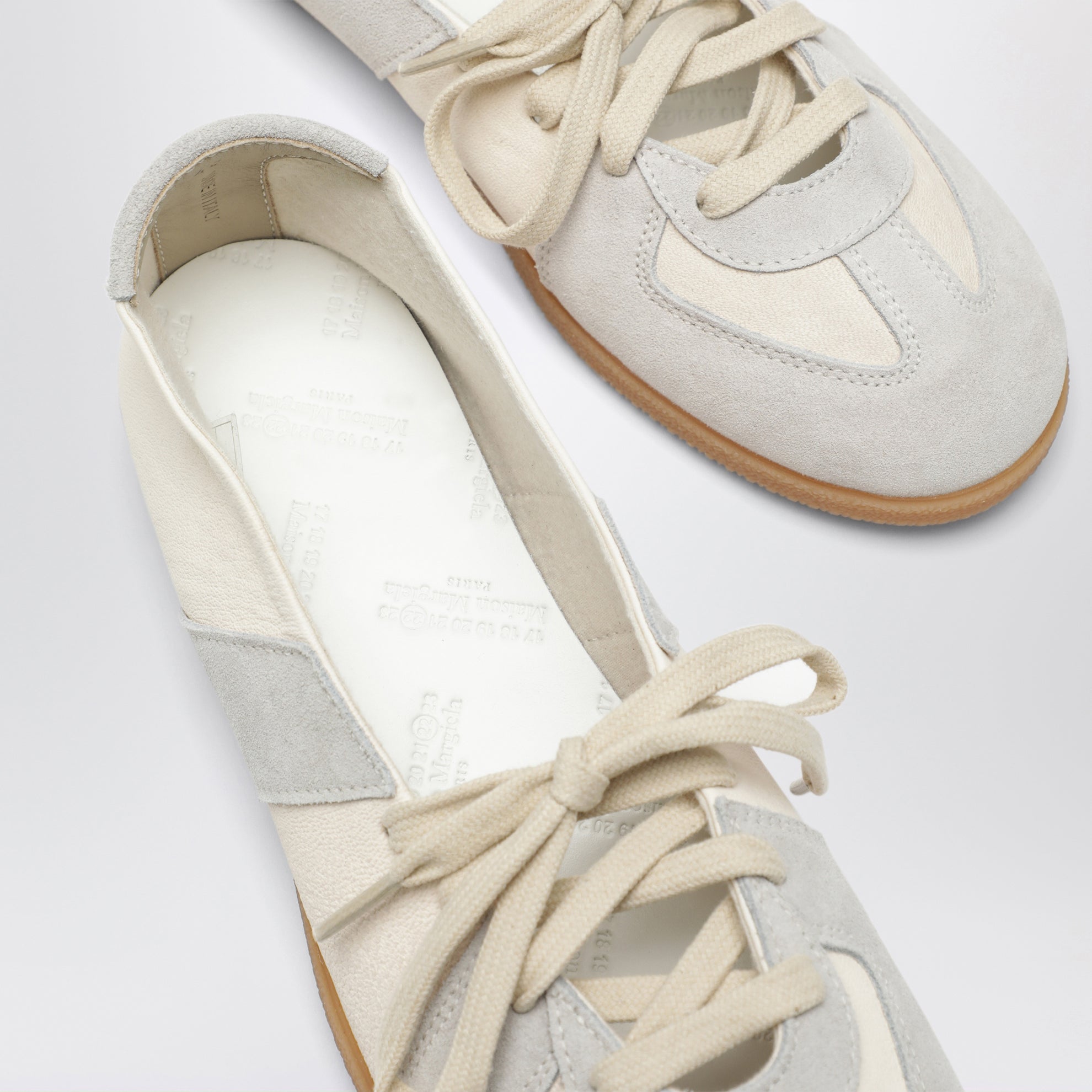 Replica Ballet lace-up flats in nappa, bleached sand