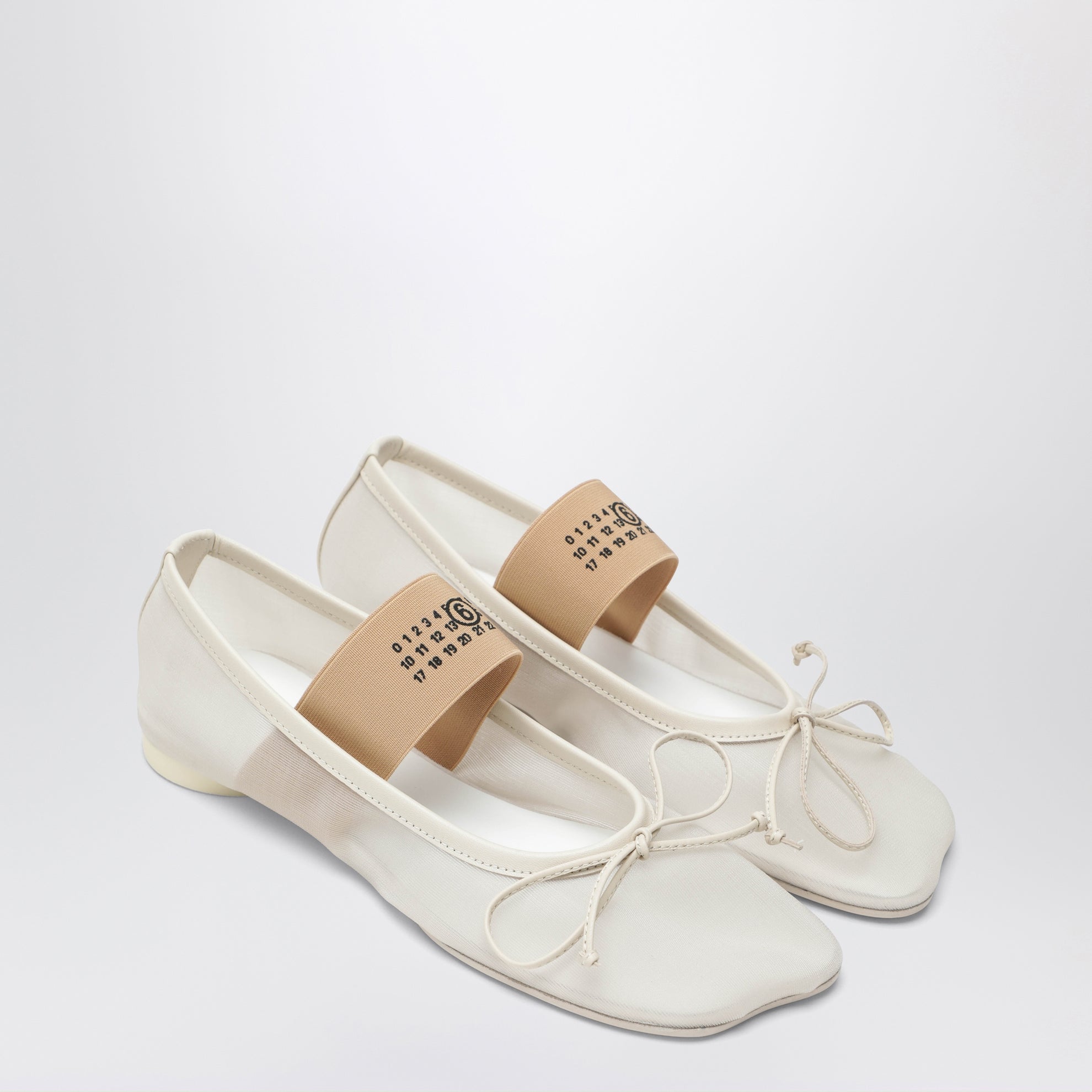 Ballerine Numeric Anatomic in nylon e pelle bianche sabbia