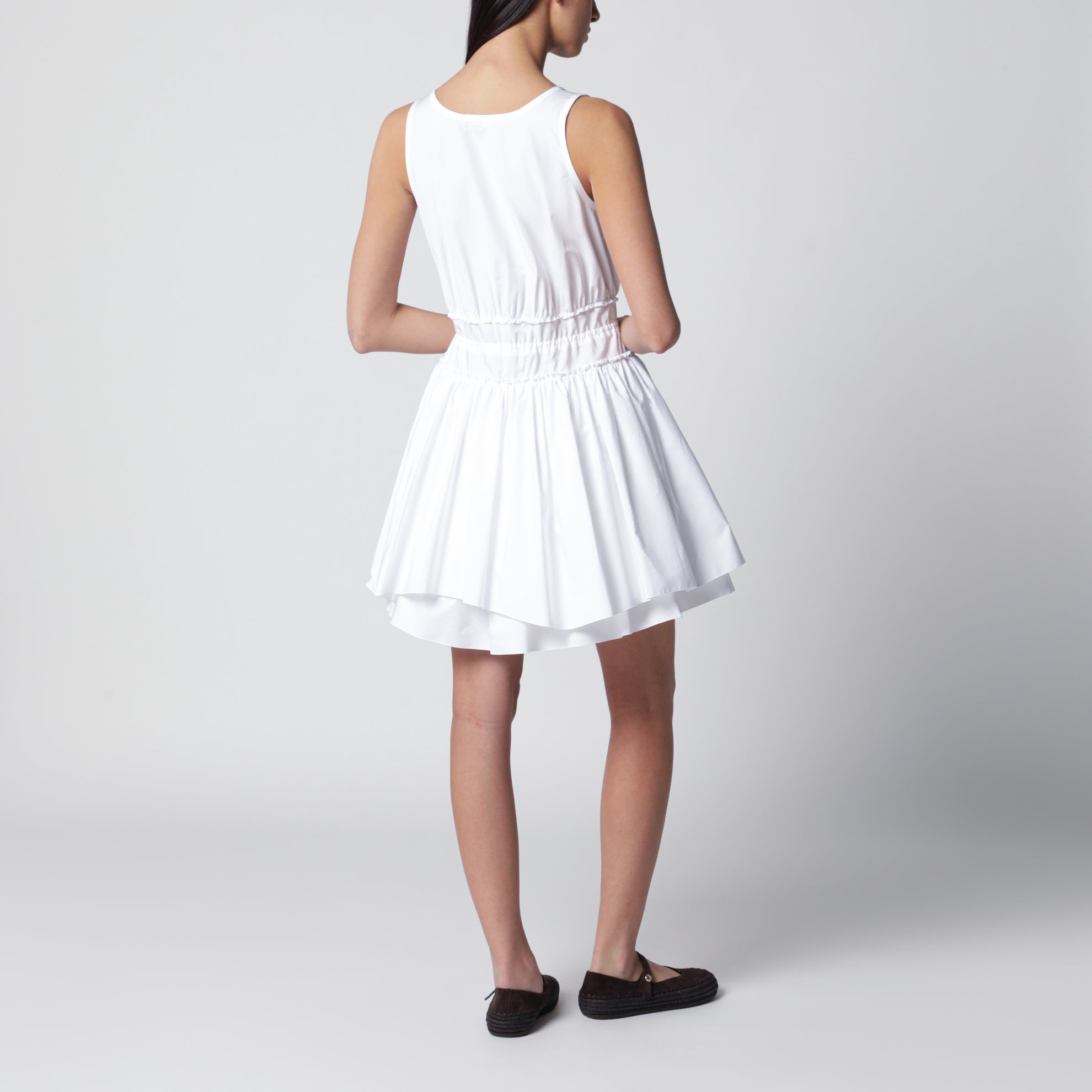 Kurzes Kleid aus Baumwoll-Popeline in Weiß