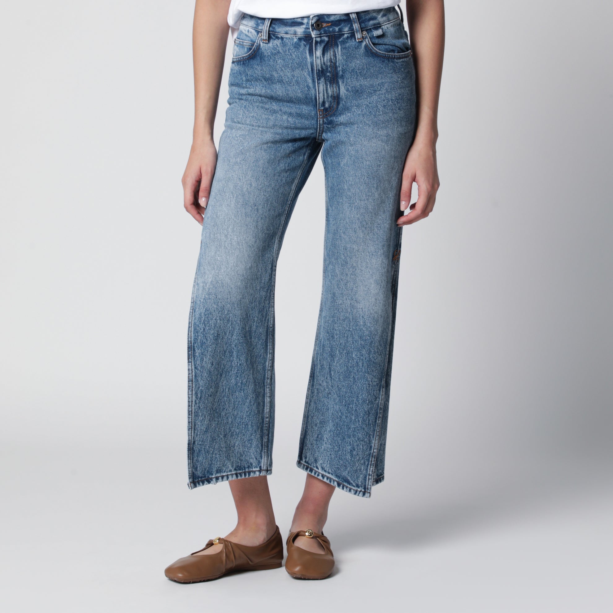 Jeans svasati crop blu medio