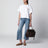 Mid-blue cropped flared jeans