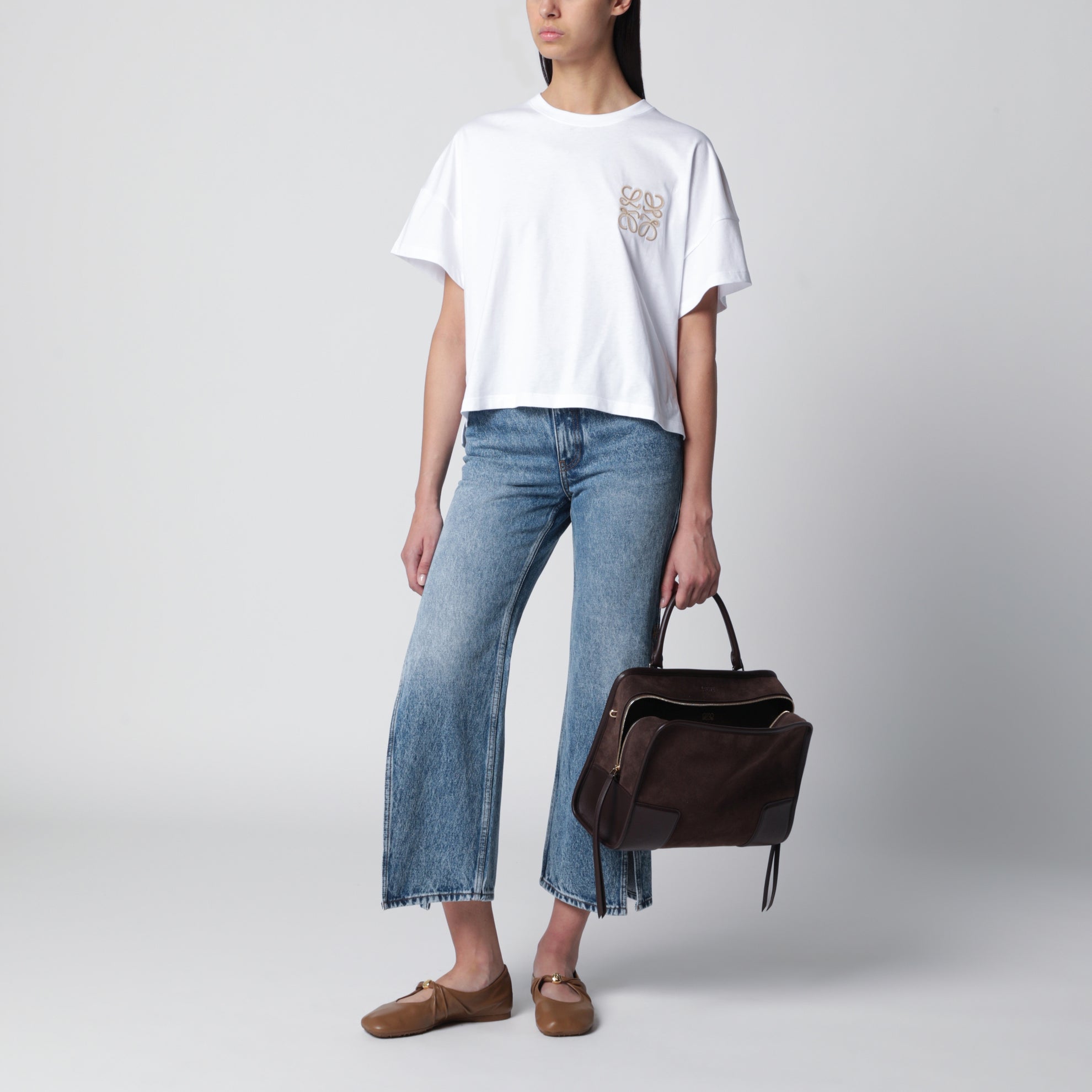 Jeans svasati crop blu medio