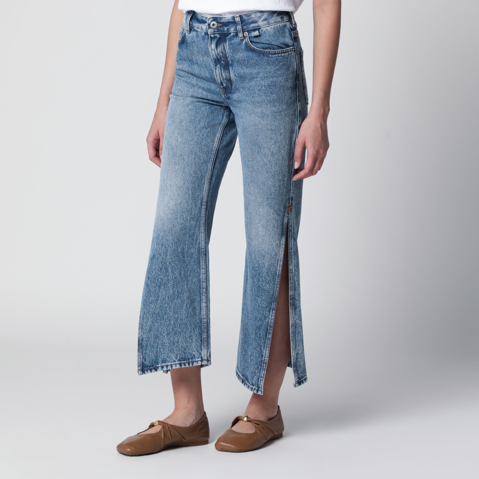 Jeans svasati crop blu medio