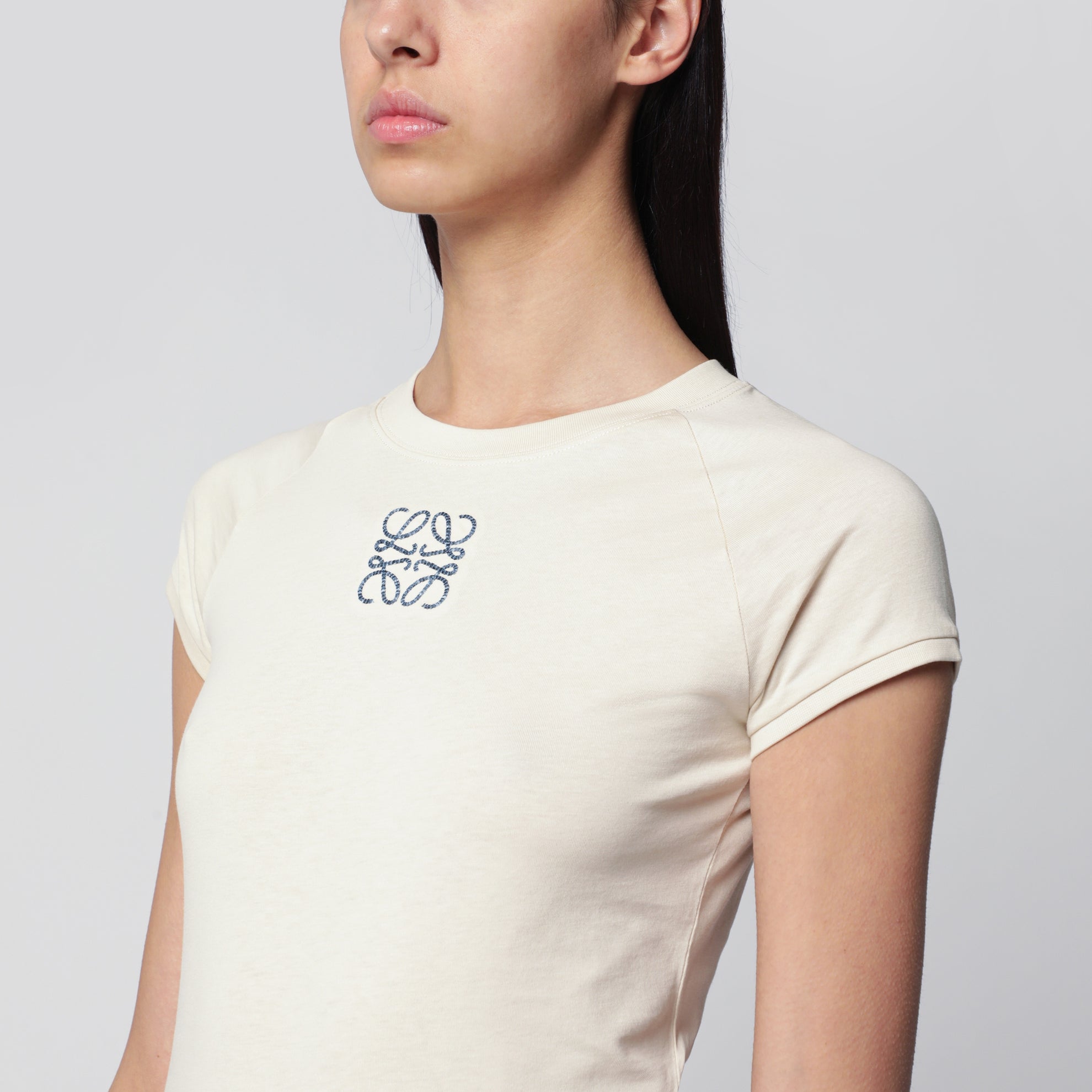 Light beige slim-fit cotton jersey T-shirt