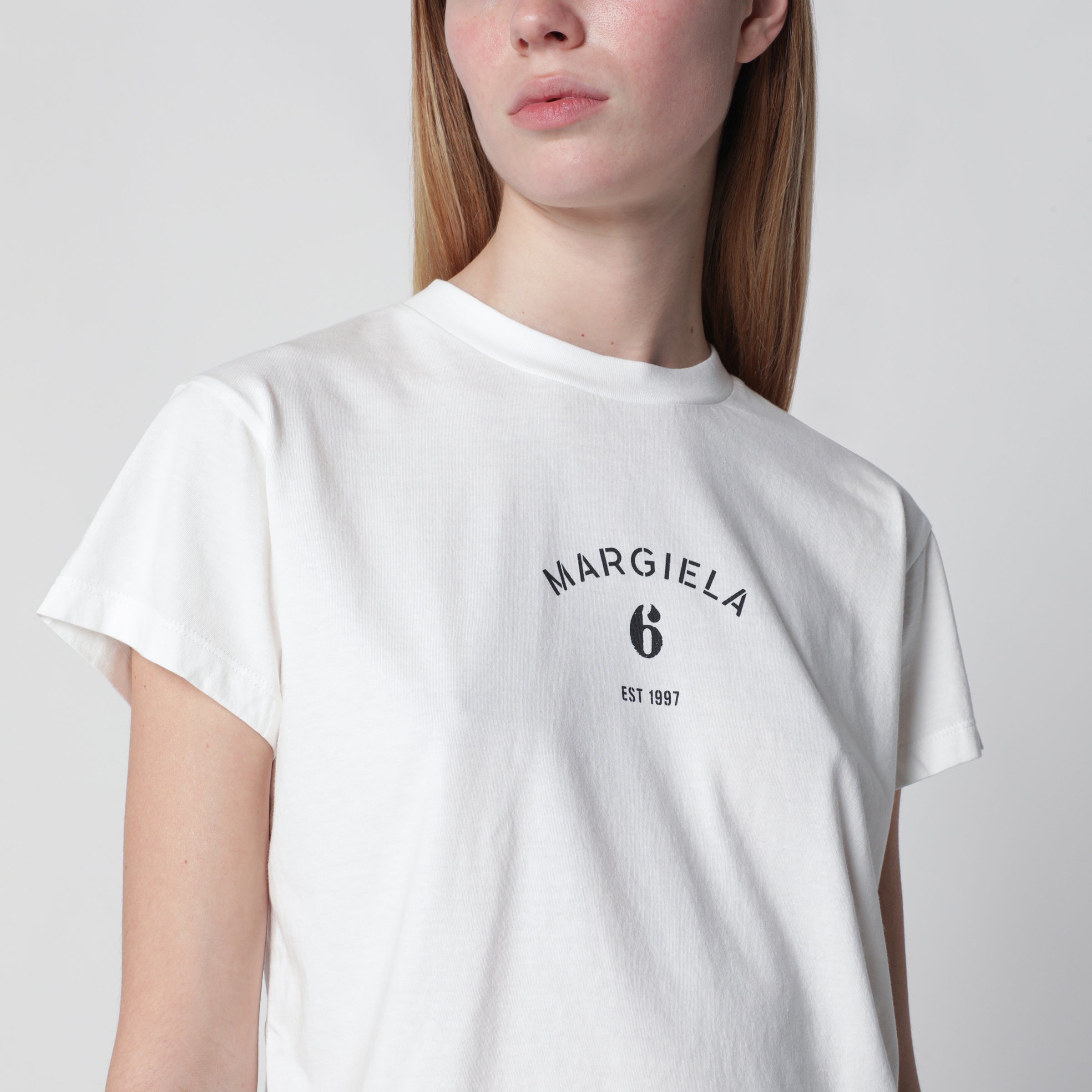 MM6 Maison Margiela Off-white cotton jersey T-shirt with numeric