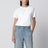 T-shirt bianca in jersey di cotone con dettaglio strappato