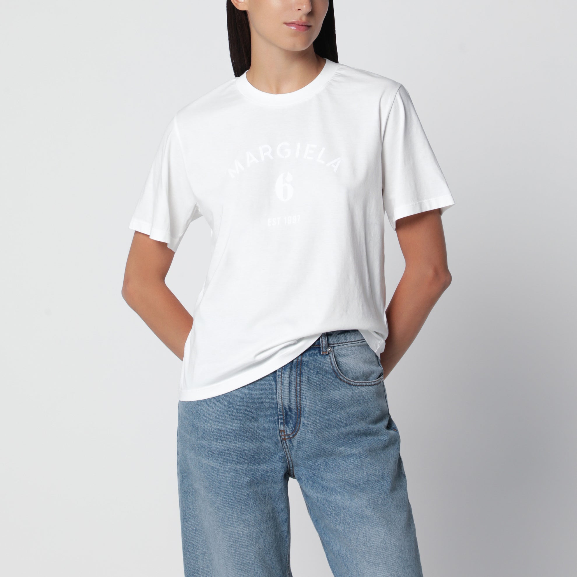 T-shirt blanc en coton avec imprimé logo