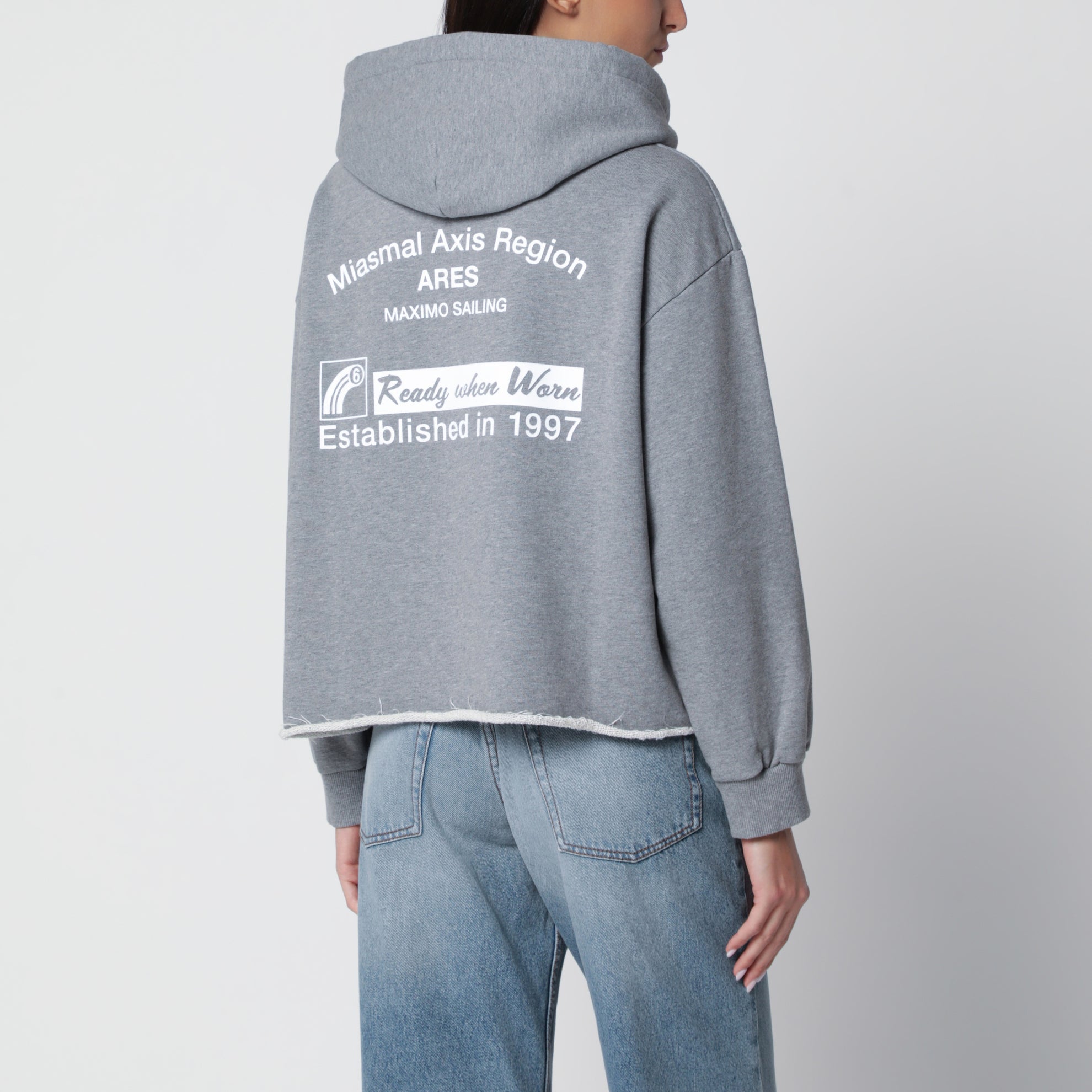 Sweat-shirt à capuche gris chiné