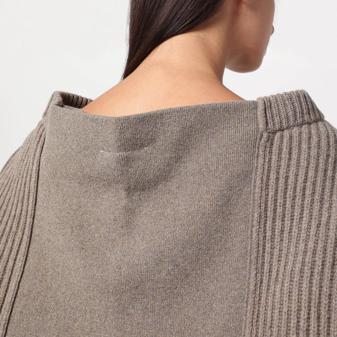 Oversized beige ribbed sweater