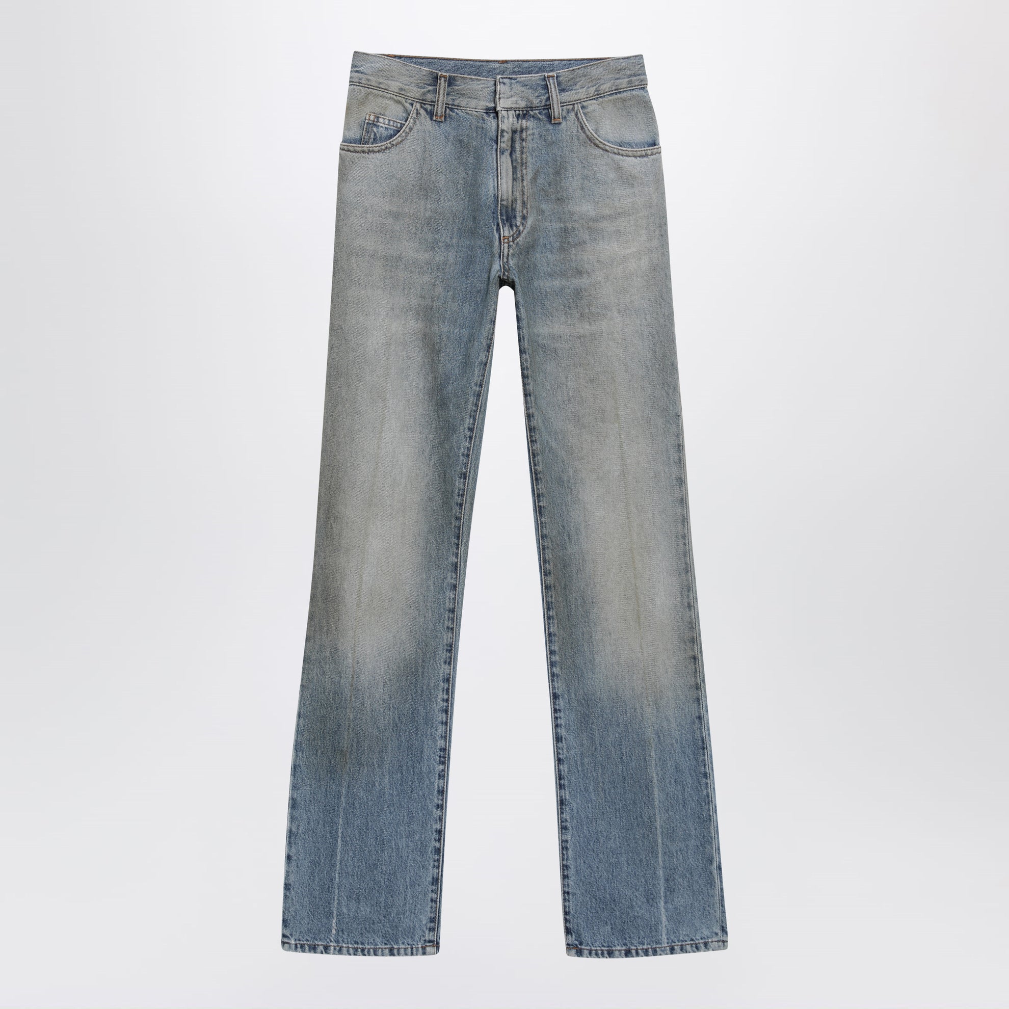 Jeans a gamba dritta a vita alta in cotone blu