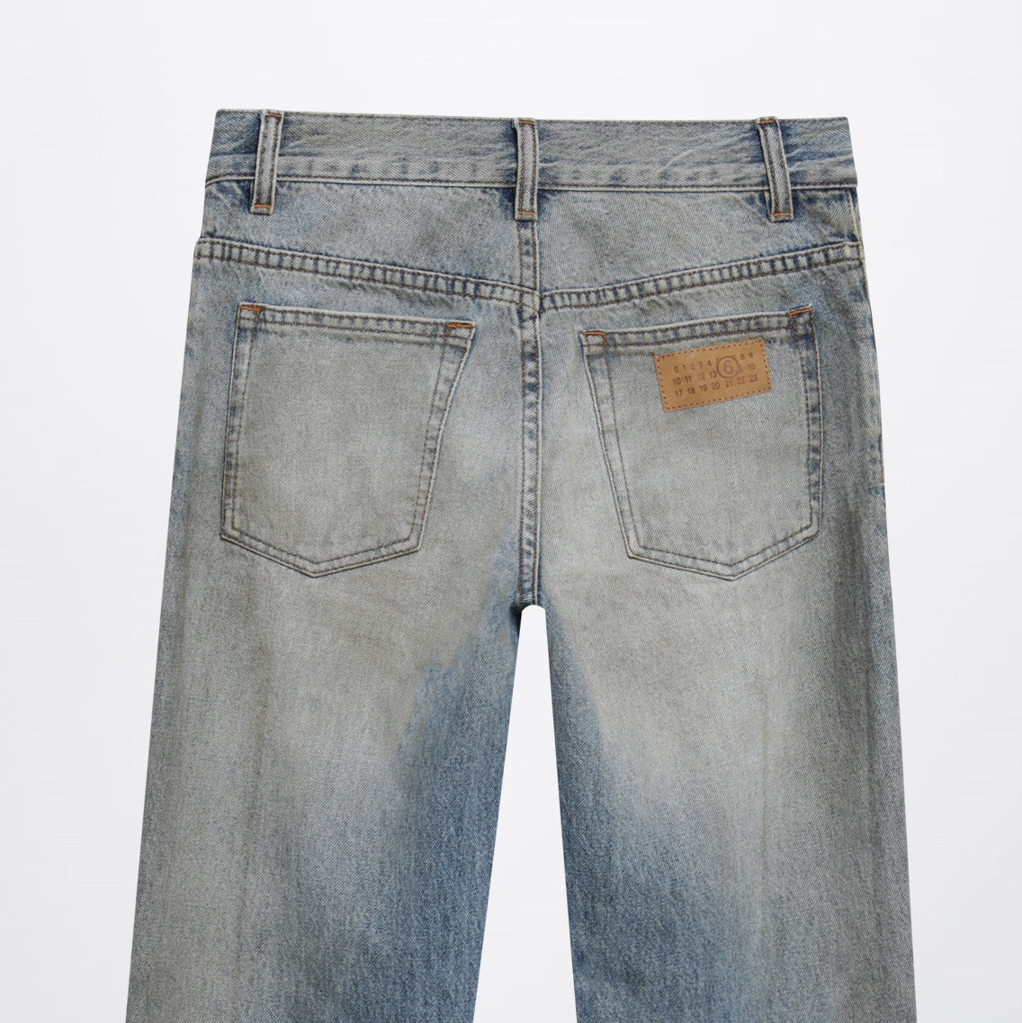 Jeans a gamba dritta a vita alta in cotone blu