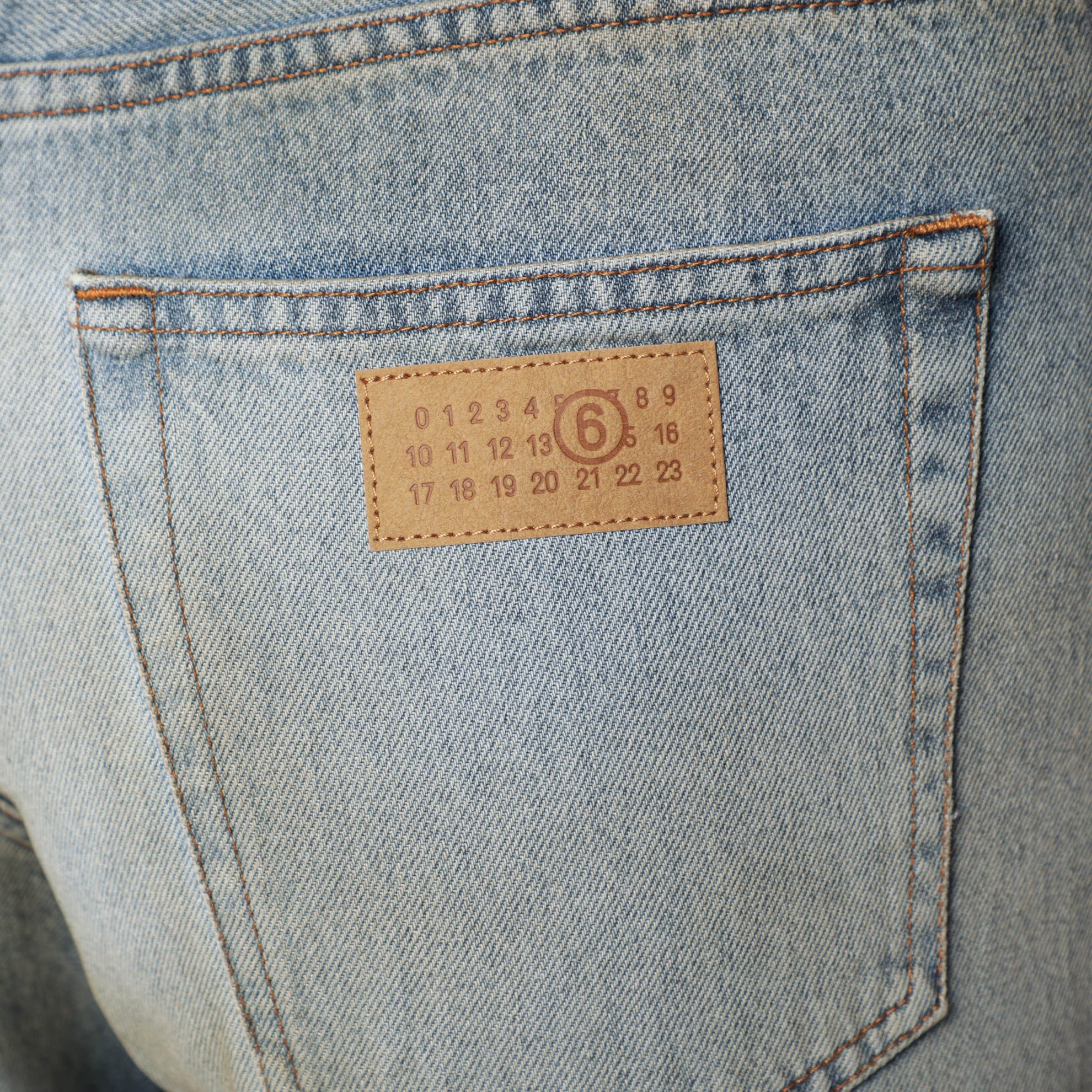 Straight-leg trompe-l'œil cotton jeans in medium blue