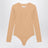 Body a maniche lunghe in jersey di lycra color carne