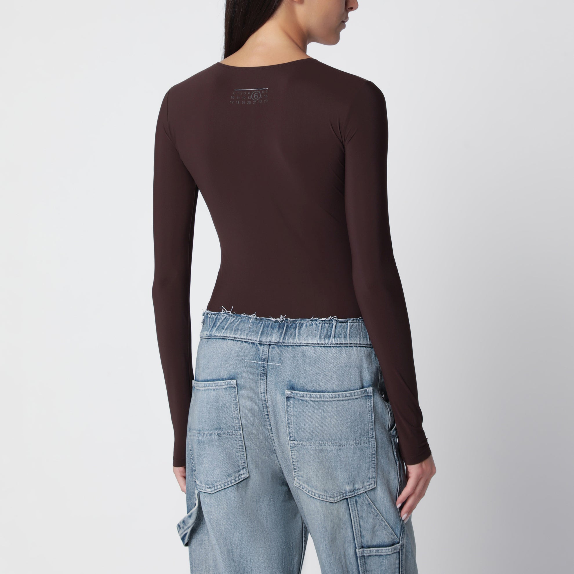 Brown long-sleeve lycra jersey bodysuit
