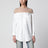 Camicia in cotone con pannelli trasparenti off white