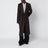 Brown belted coat with herringbone pattern
