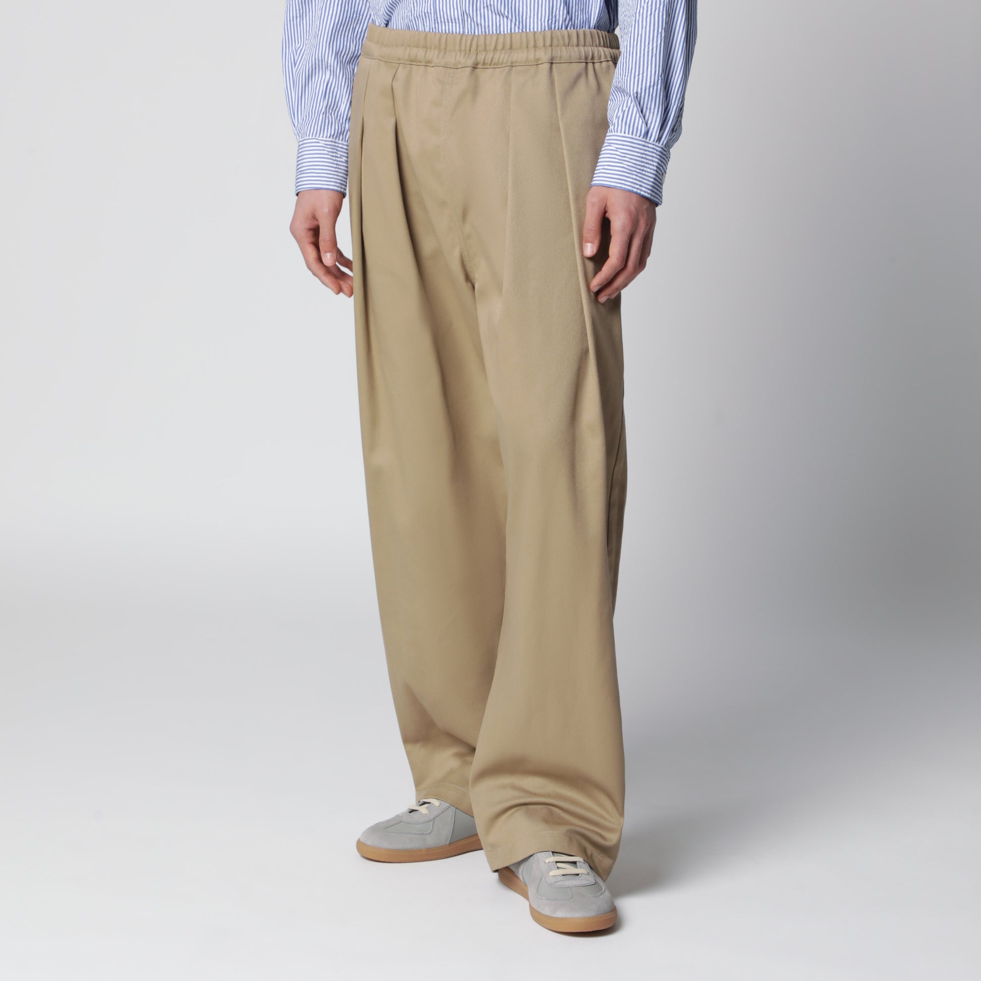 Pantaloni a cavallo basso in cotone beige