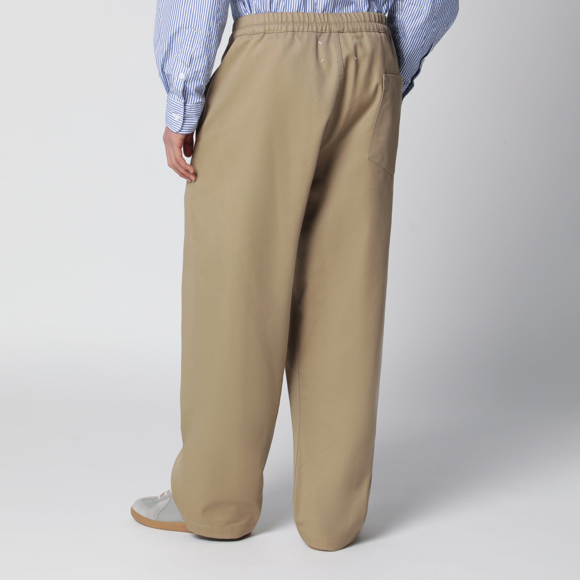 Pantaloni a cavallo basso in cotone beige