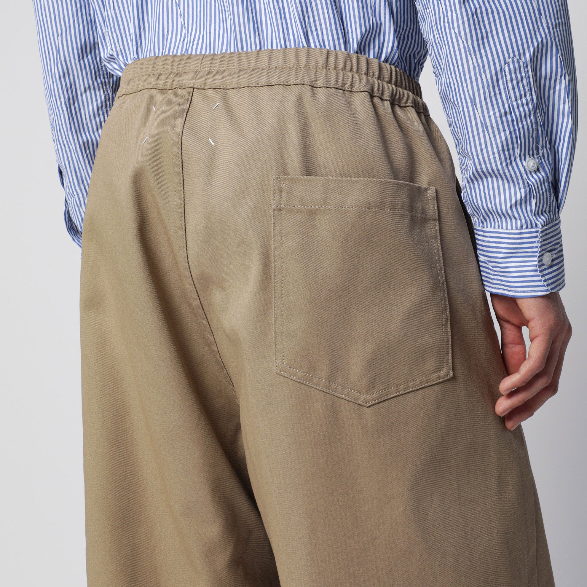 Pantaloni a cavallo basso in cotone beige