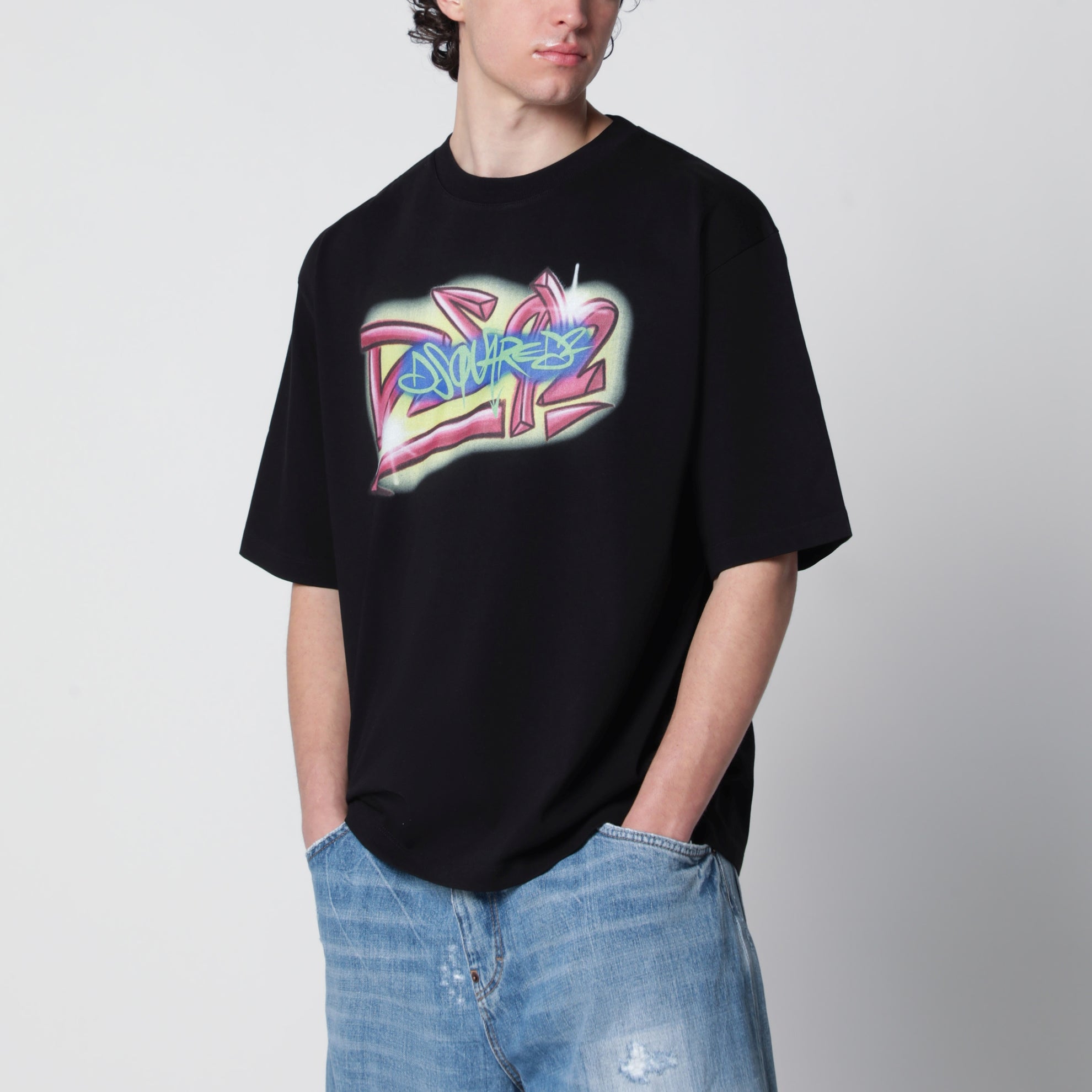 Rebel Tags loose-fit cotton T-shirt in black
