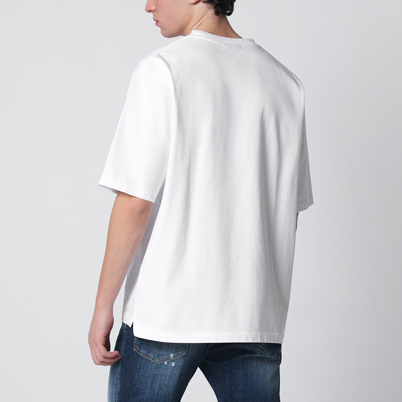 Weißes Loose-Fit T-Shirt mit Logo-Print