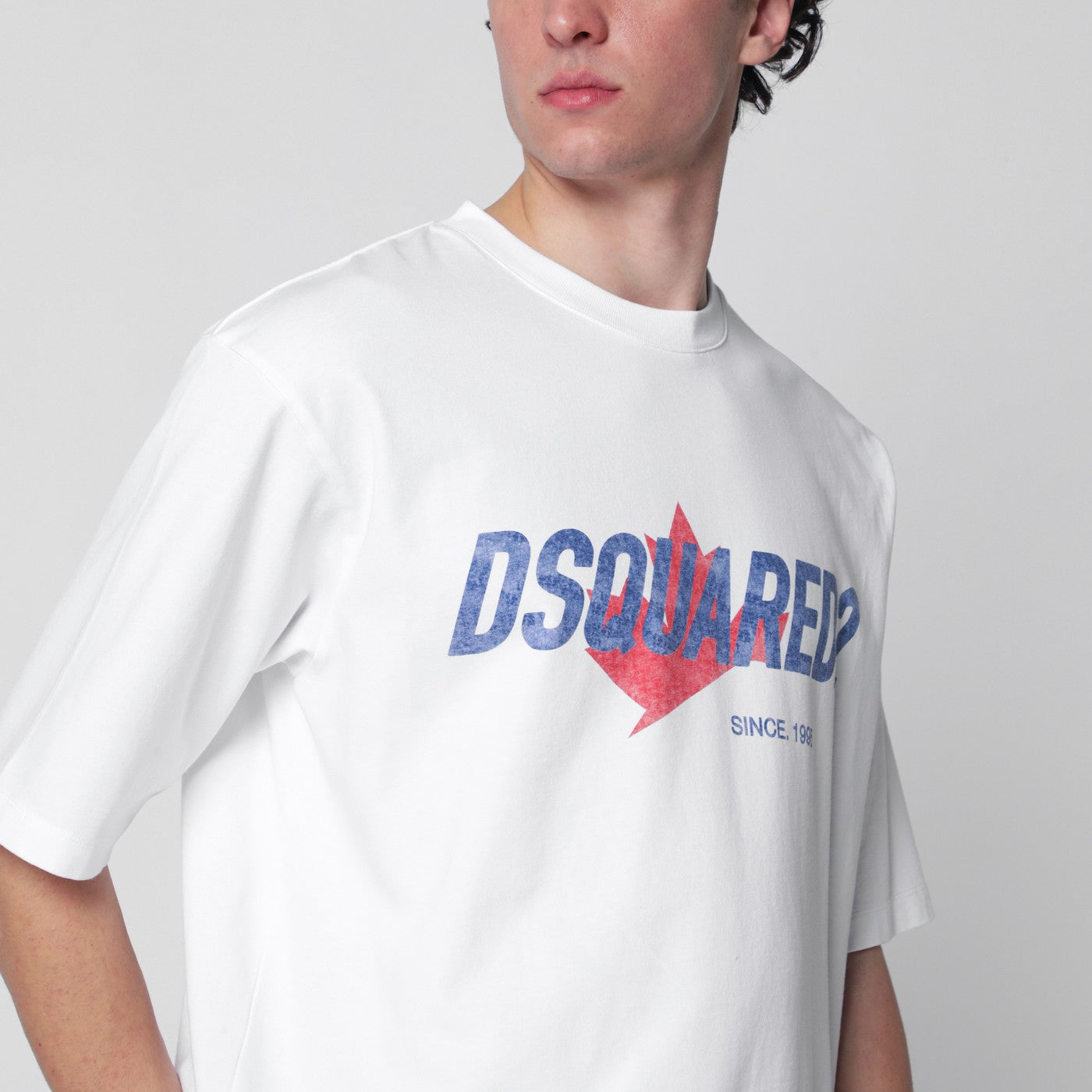 Weißes Loose-Fit T-Shirt mit Logo-Print