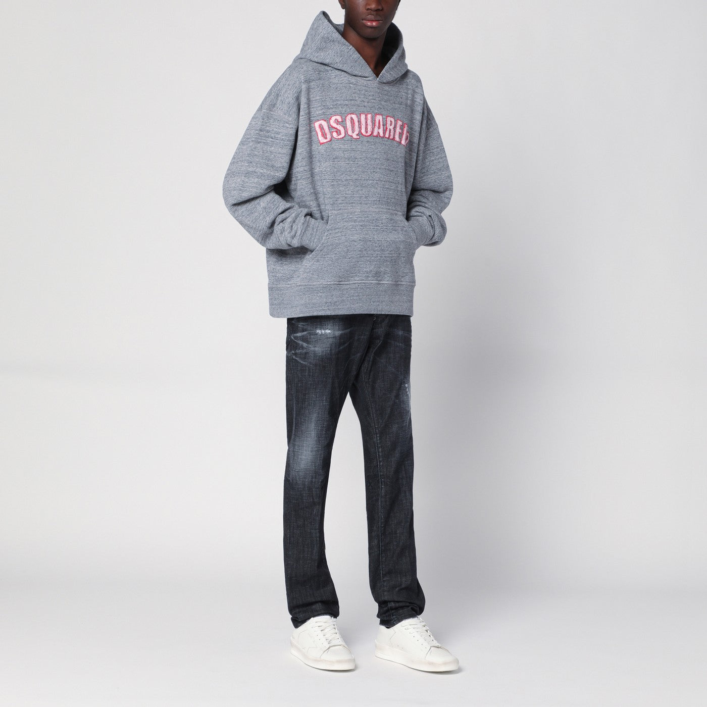 Grauer Hoodie aus Baumwolle mit Logo